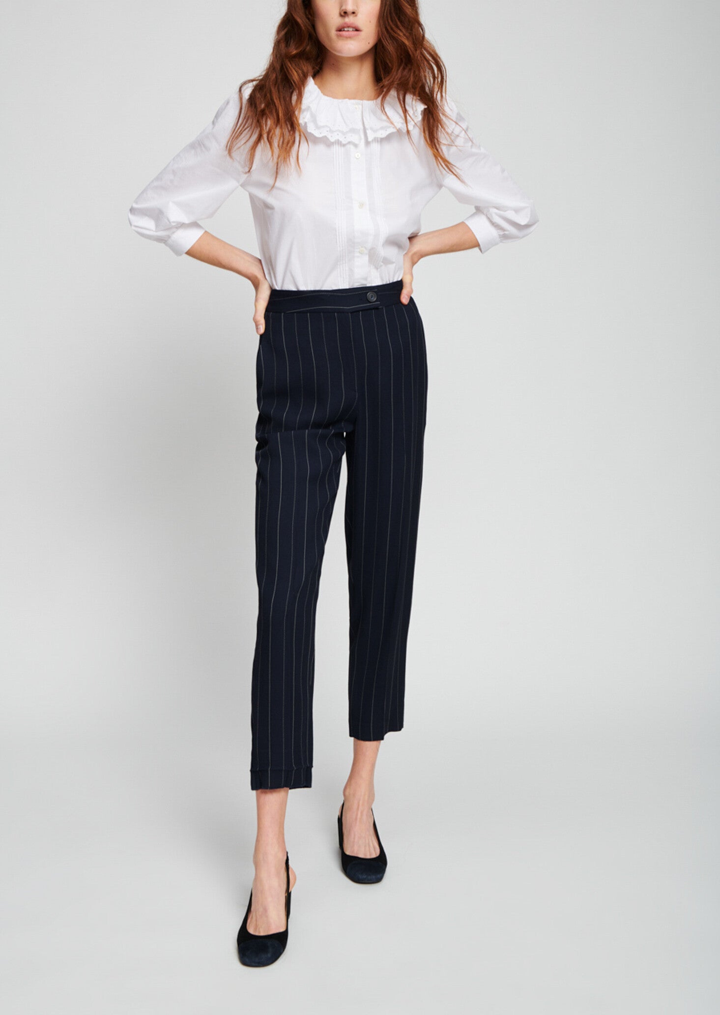 Pantalon bleu nuit à rayures Faume - seconde main