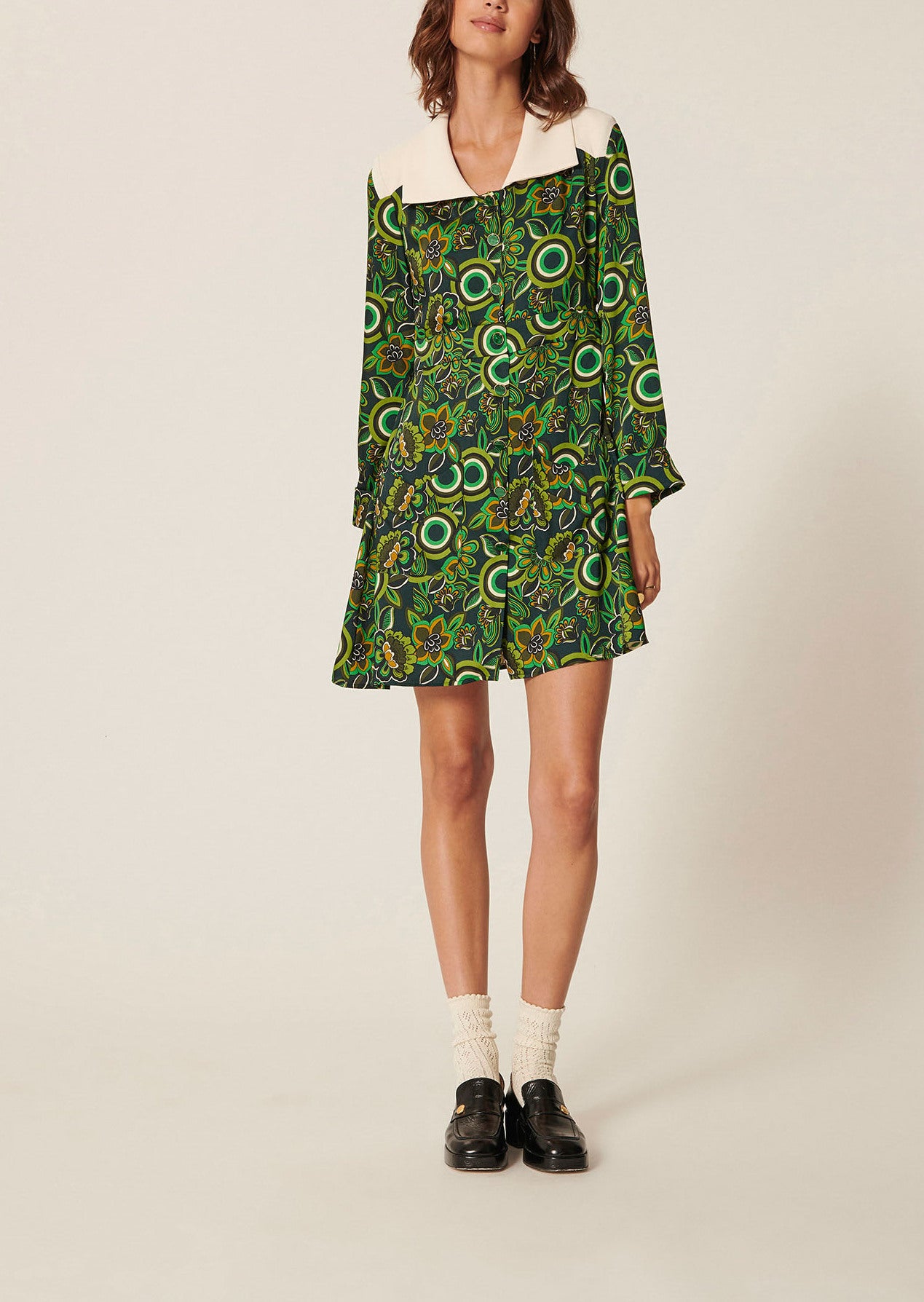 Robe Ruslana kaki imprimé fleurs Faume - seconde main