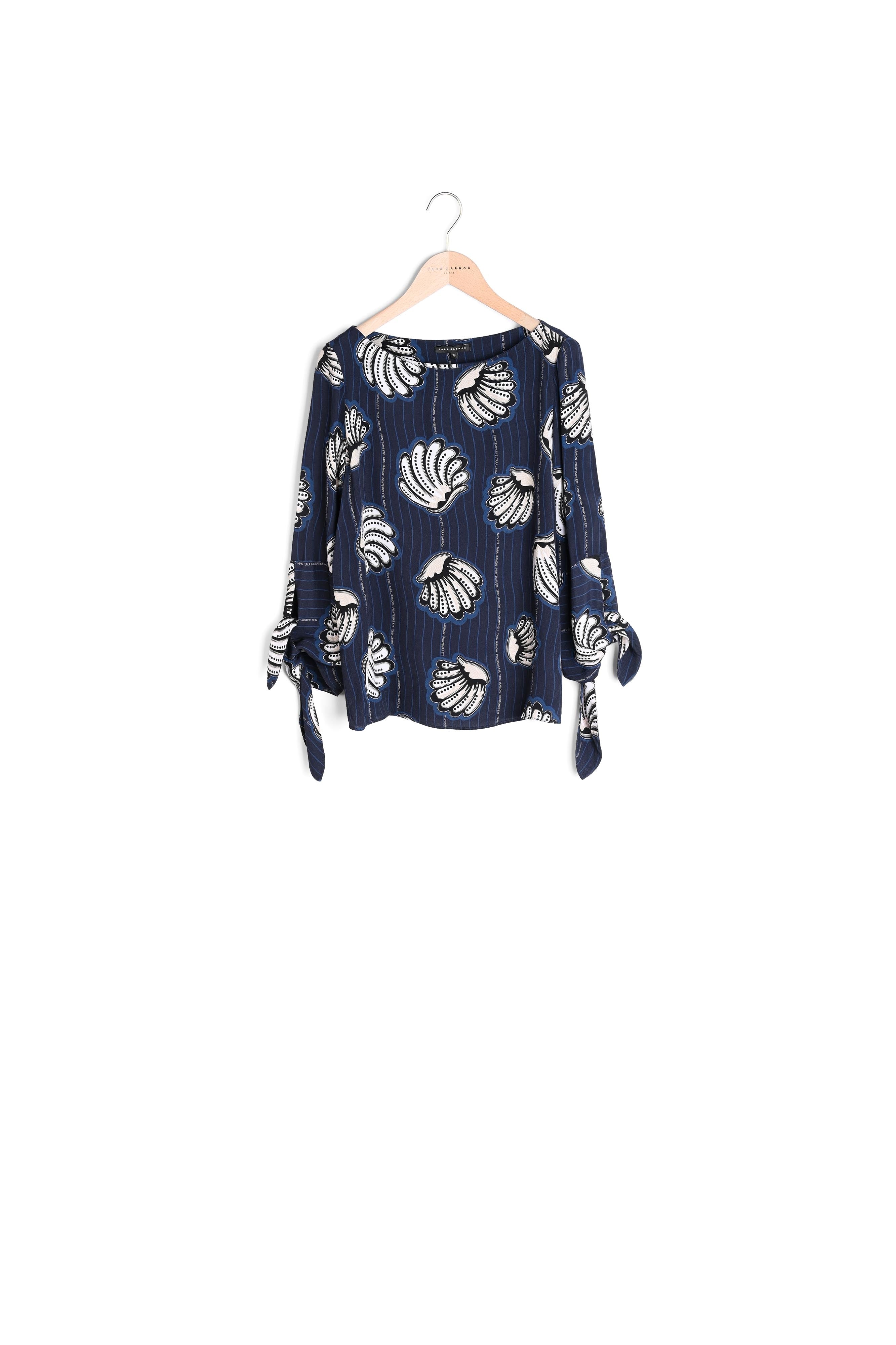 Top Thylane en viscose bleu nuit imprimé coquillages Faume - seconde main