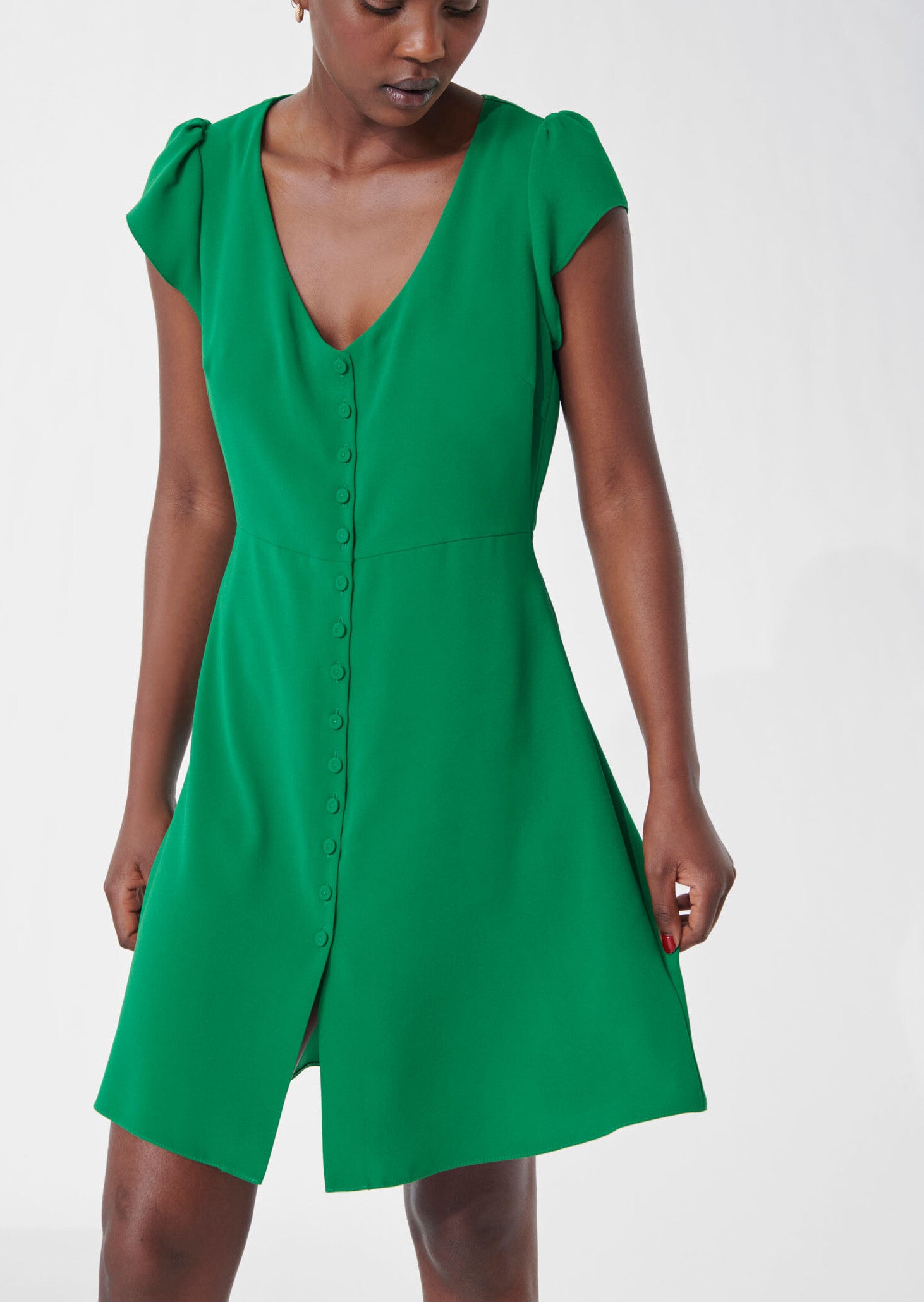 Robe Ruomi vert en crêpe mat Faume - seconde main