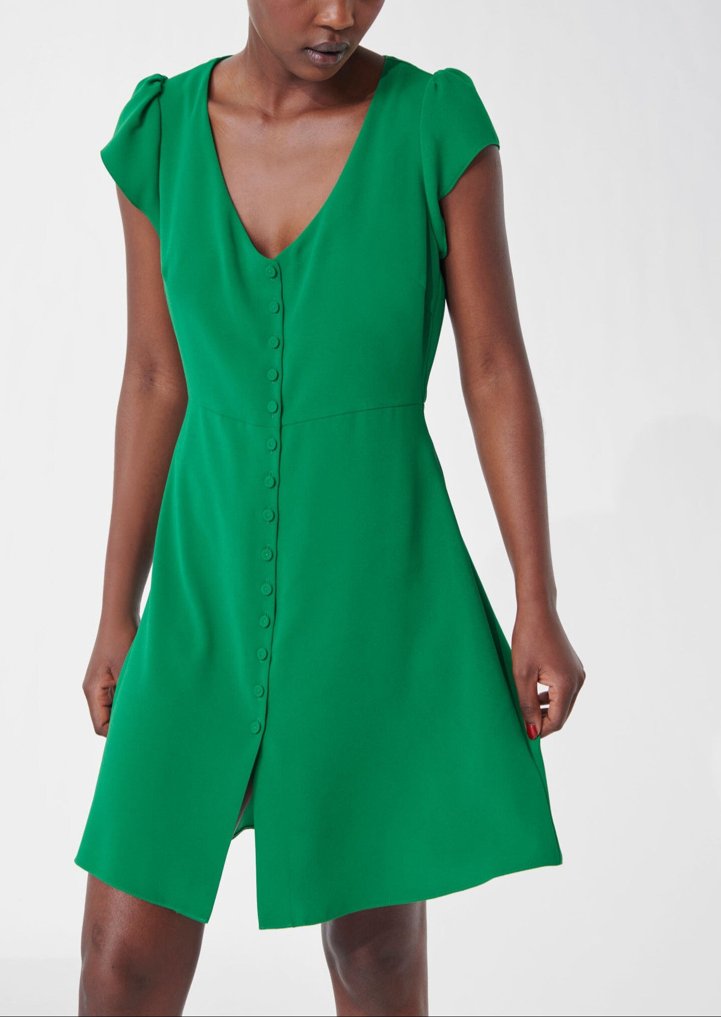 Robe Ruomi vert en crêpe mat Faume - seconde main