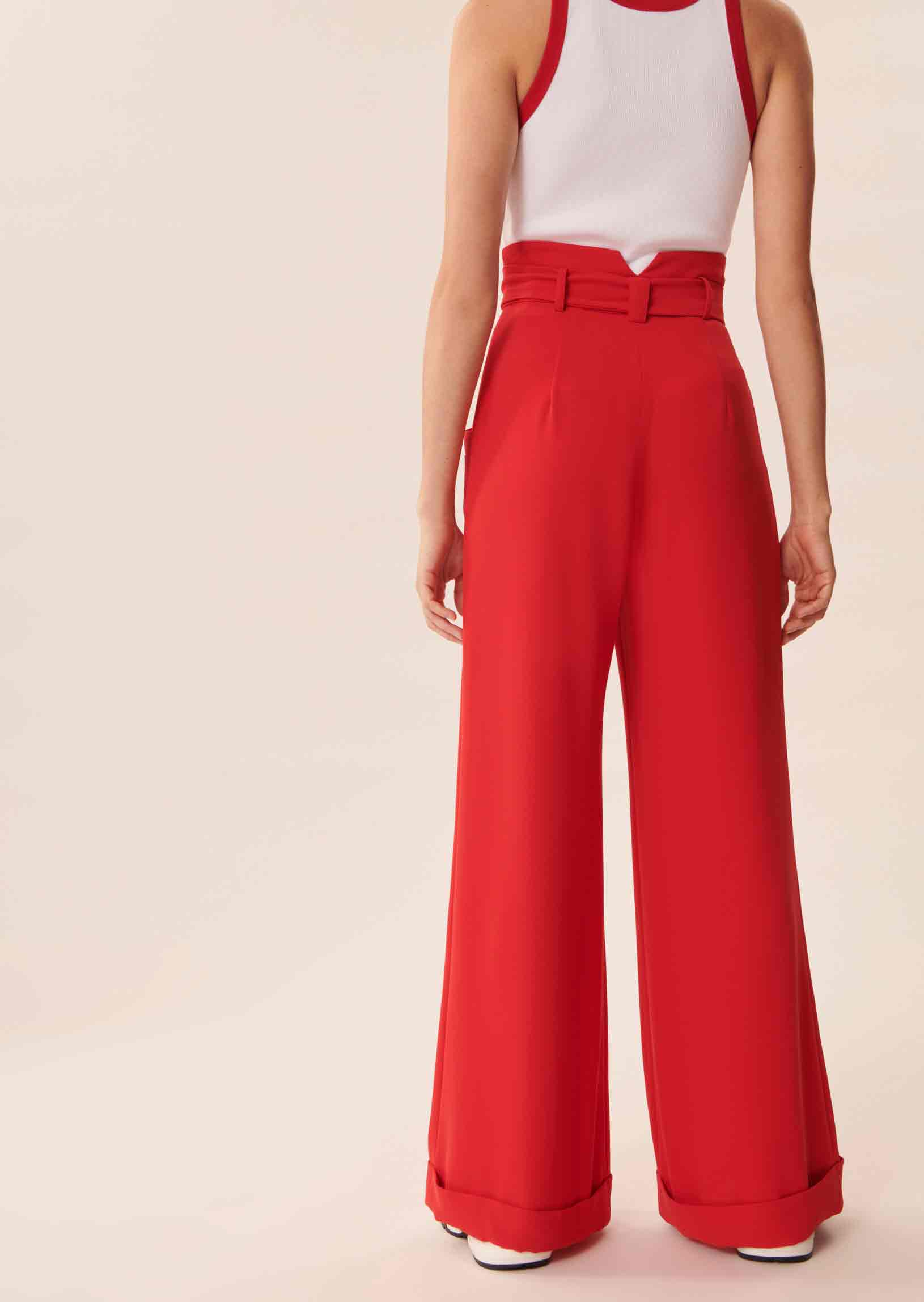 Pantalon Pyla rouge en crêpe Faume - seconde main