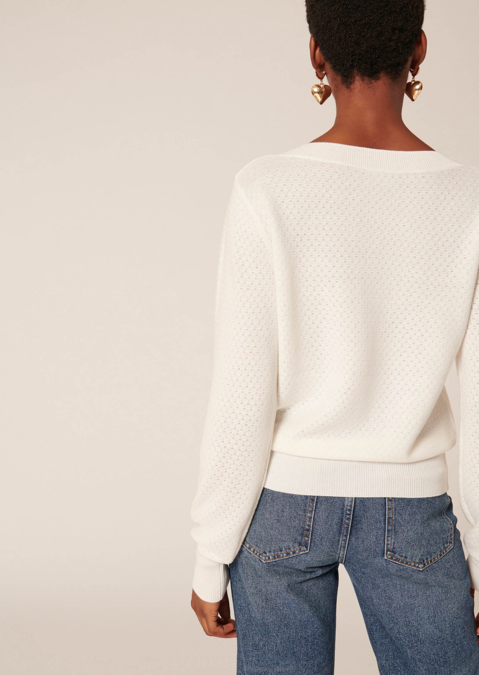 Pull Papillon blanc en coton extrafin Faume - seconde main