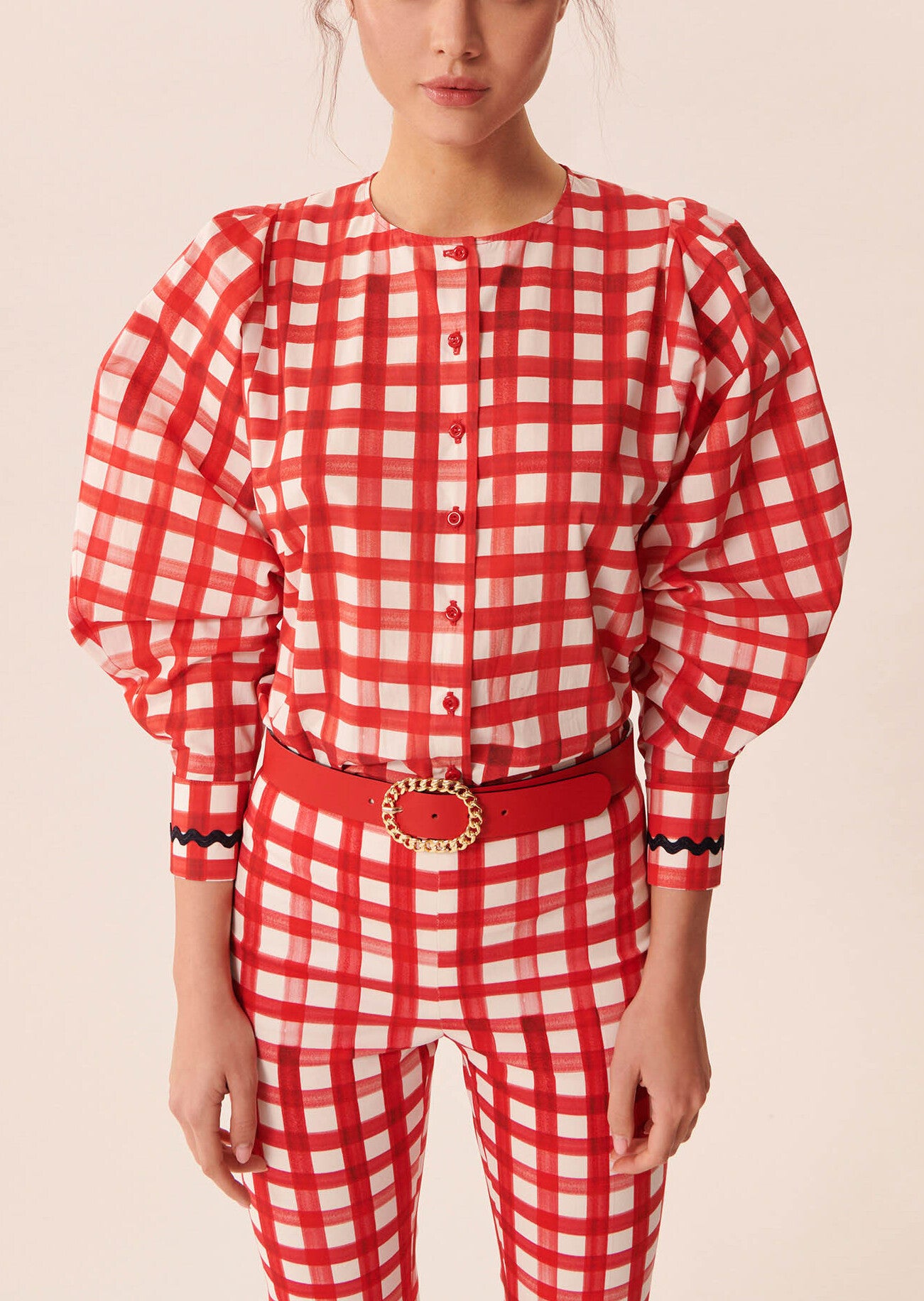 Chemise Corail vichy rouge en popeline Faume - seconde main