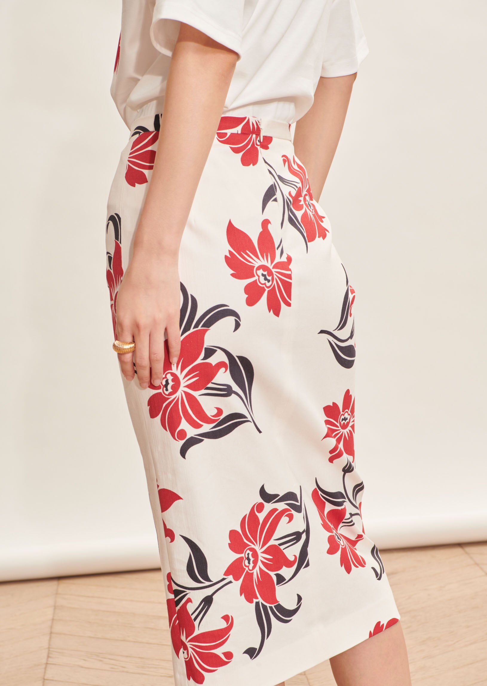 Jupe Jacquetta écrue imprimé fleurs de lys en coton Faume - seconde main