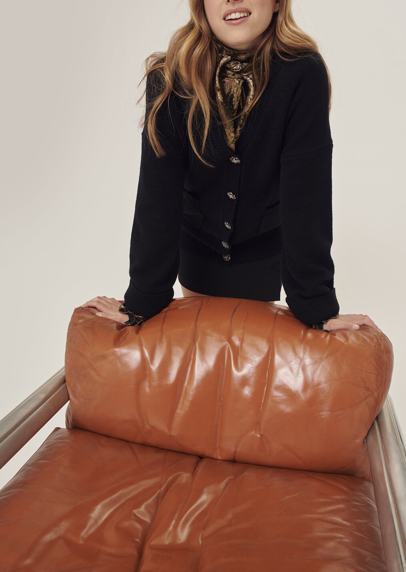 Gilet Ginger noir en maille identitaire Faume - seconde main