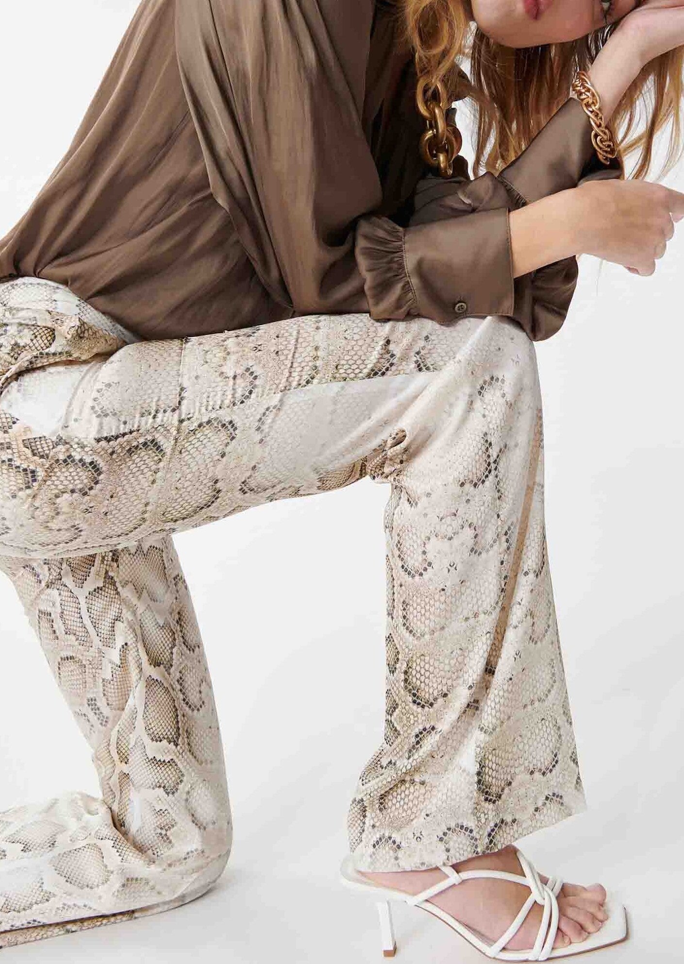 Pantalon Patti écru imprimé python Faume - seconde main
