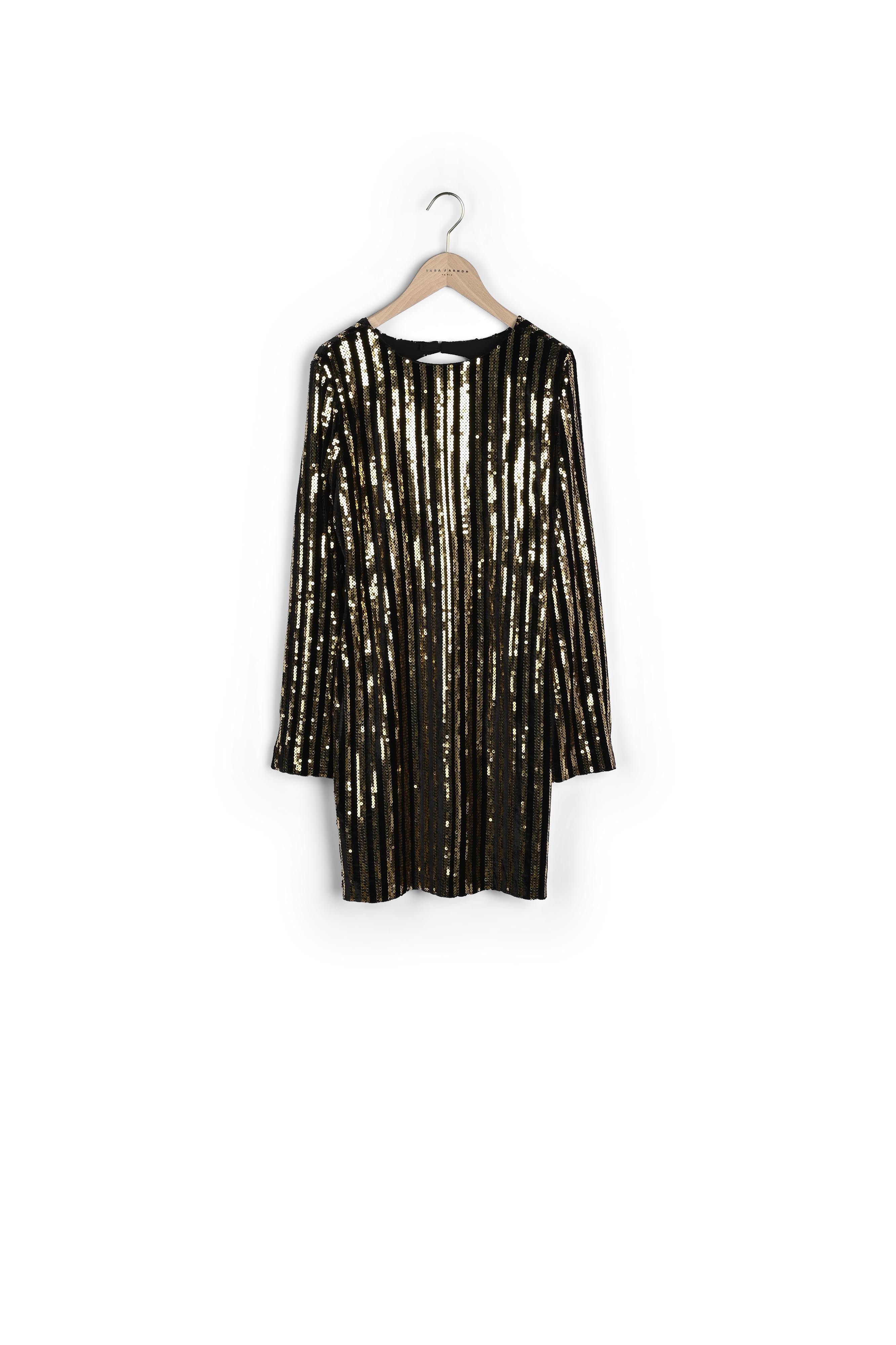 Robe Rory rayée noire et paillettes gold 