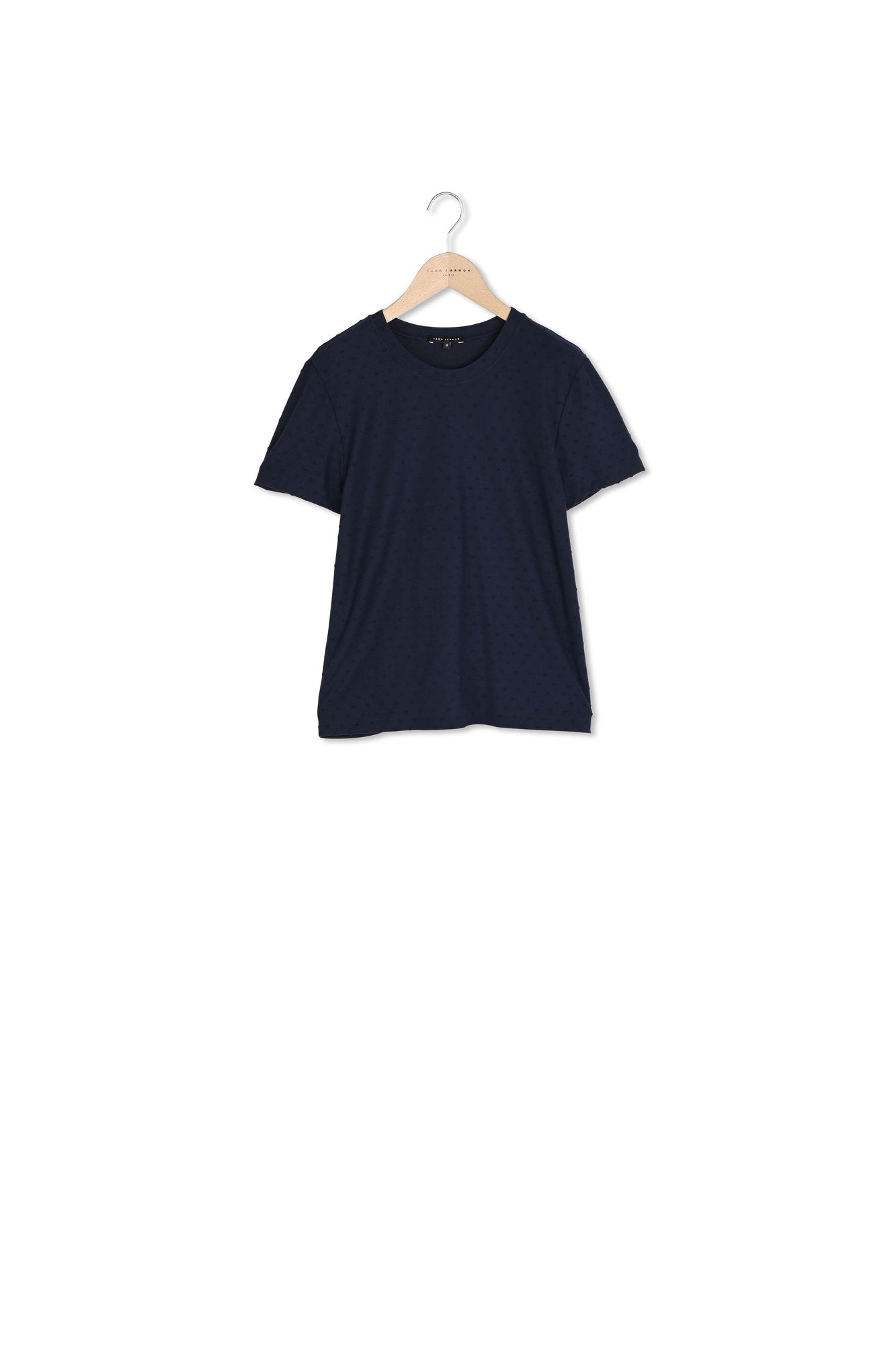 T-shirt Happy bleu nuit jacquard à pois Faume - seconde main