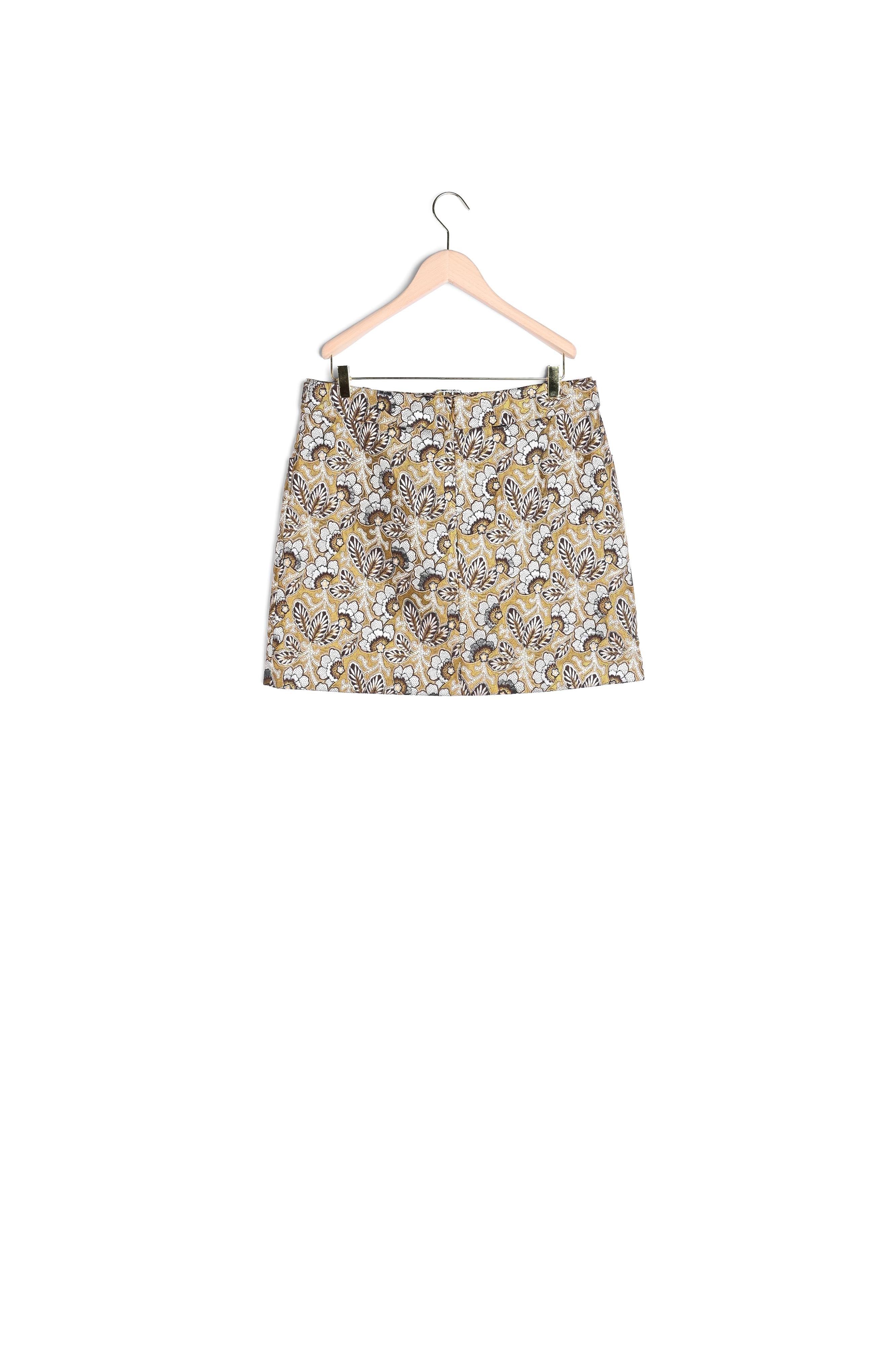 Mini jupe Junon mordoré en jacquard fleuri Faume - seconde main