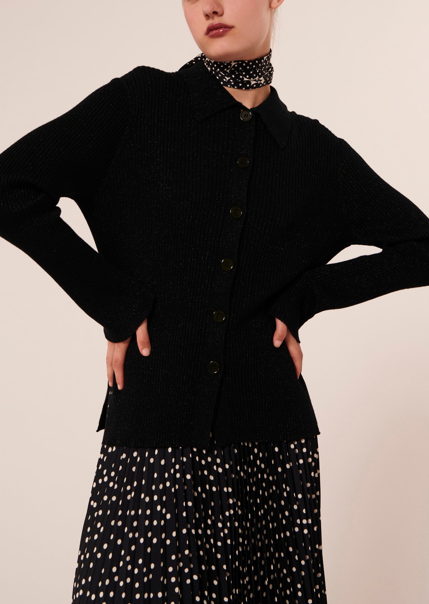 Cardigan Glossie noir en laine et lurex Faume - seconde main