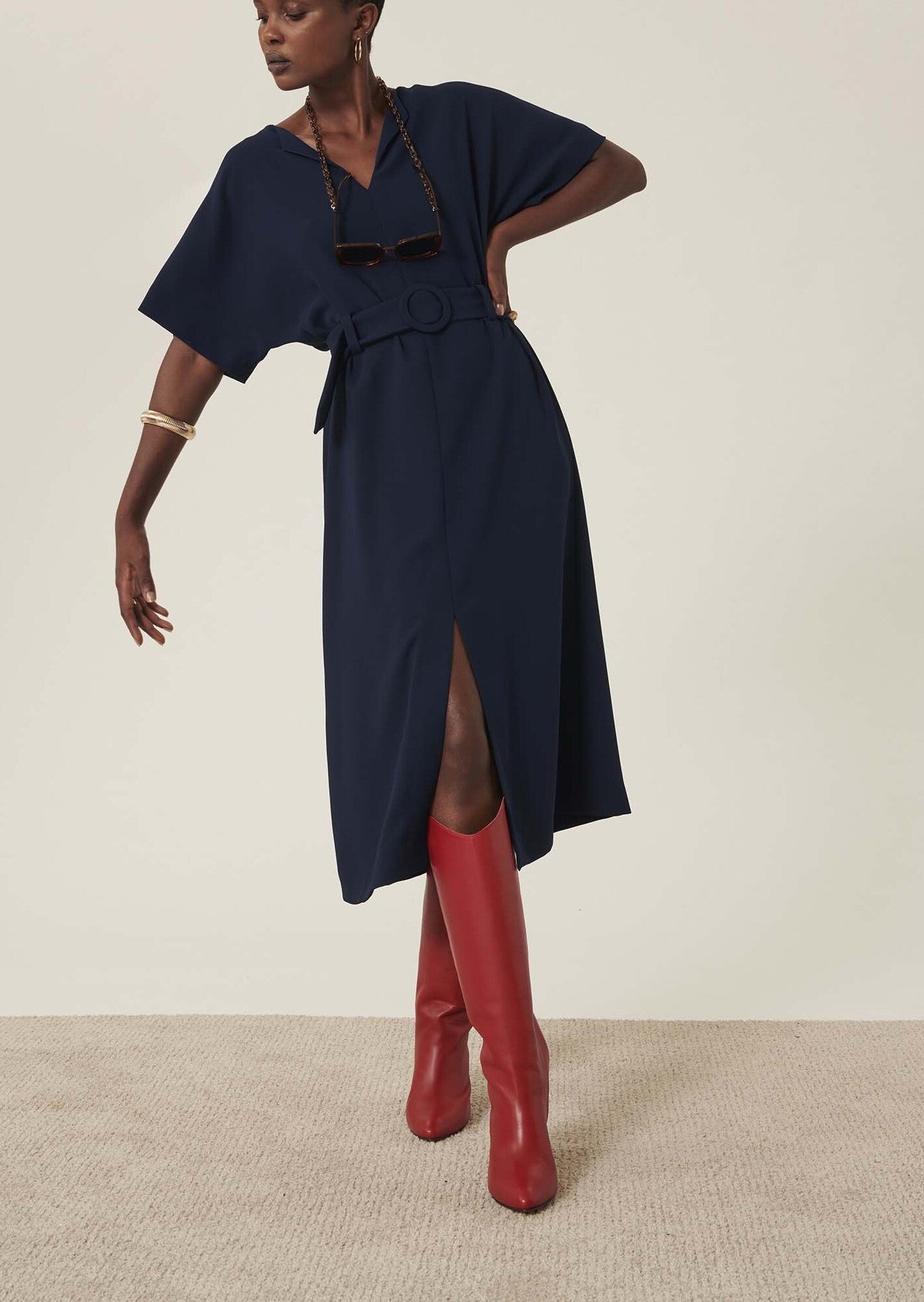 Robe Rafaelle bleu nuit en crêpe Faume - seconde main