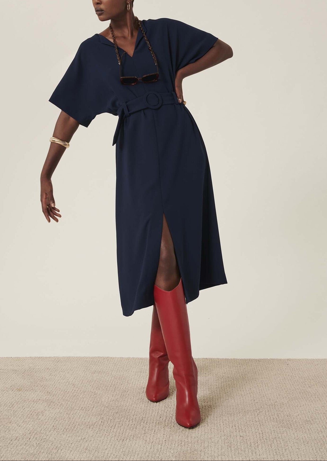 Robe Rafaelle bleu nuit en crêpe Faume - seconde main