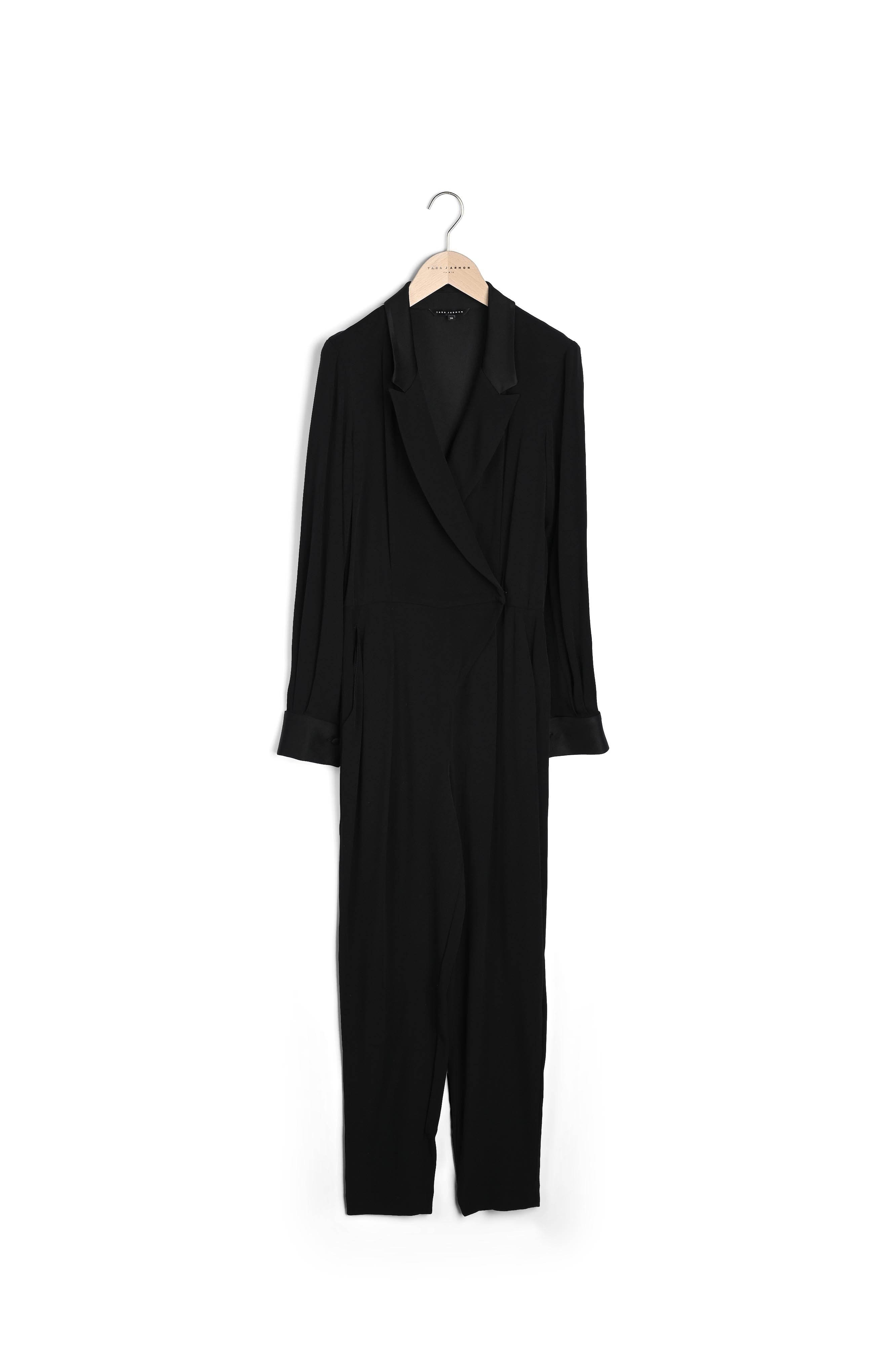 Combinaison tailleur noire avec détails satinés Faume - seconde main