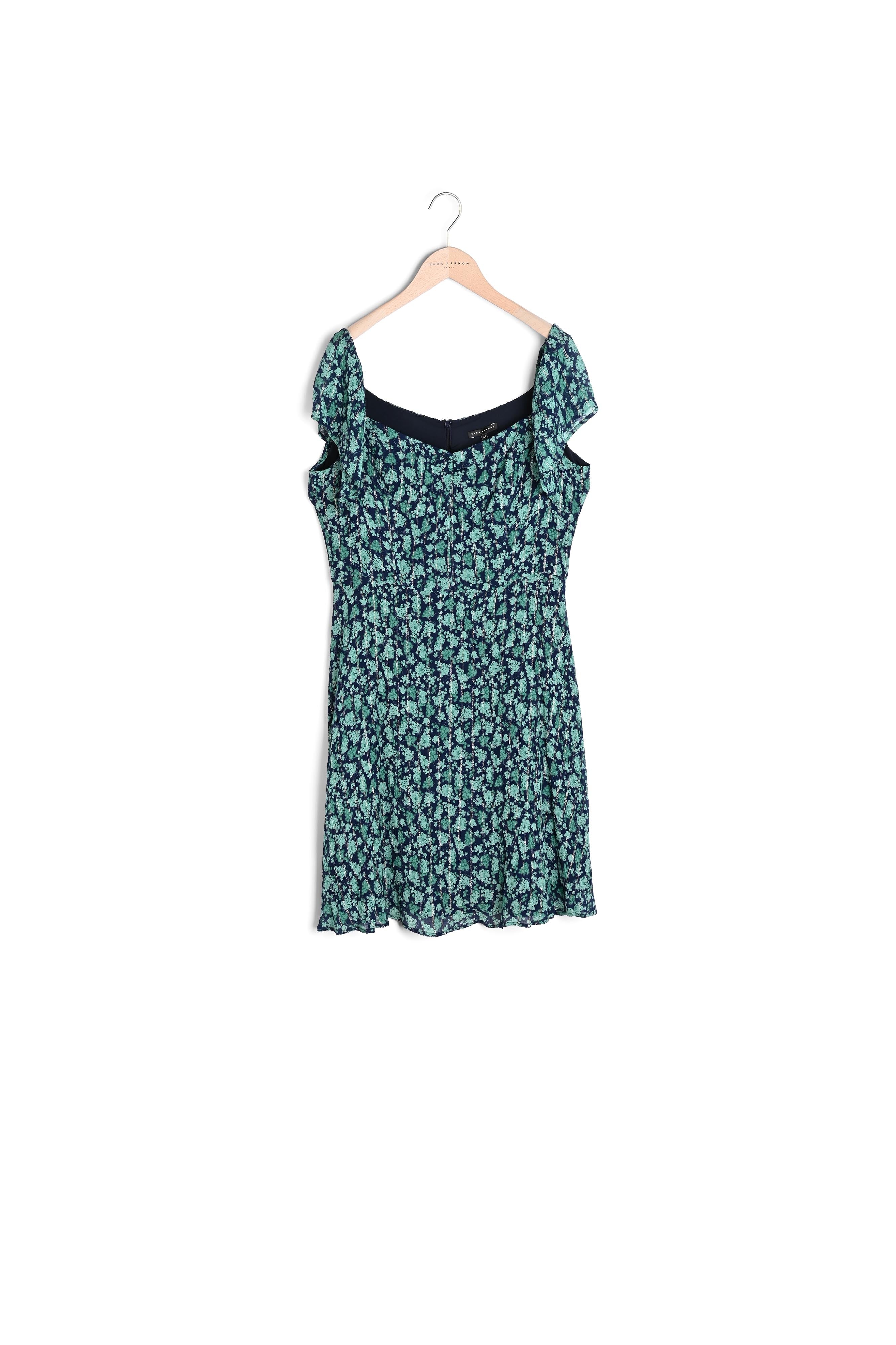 Robe chemise Rimma verte et bleu nuit imprimé myrtilles Faume - seconde main
