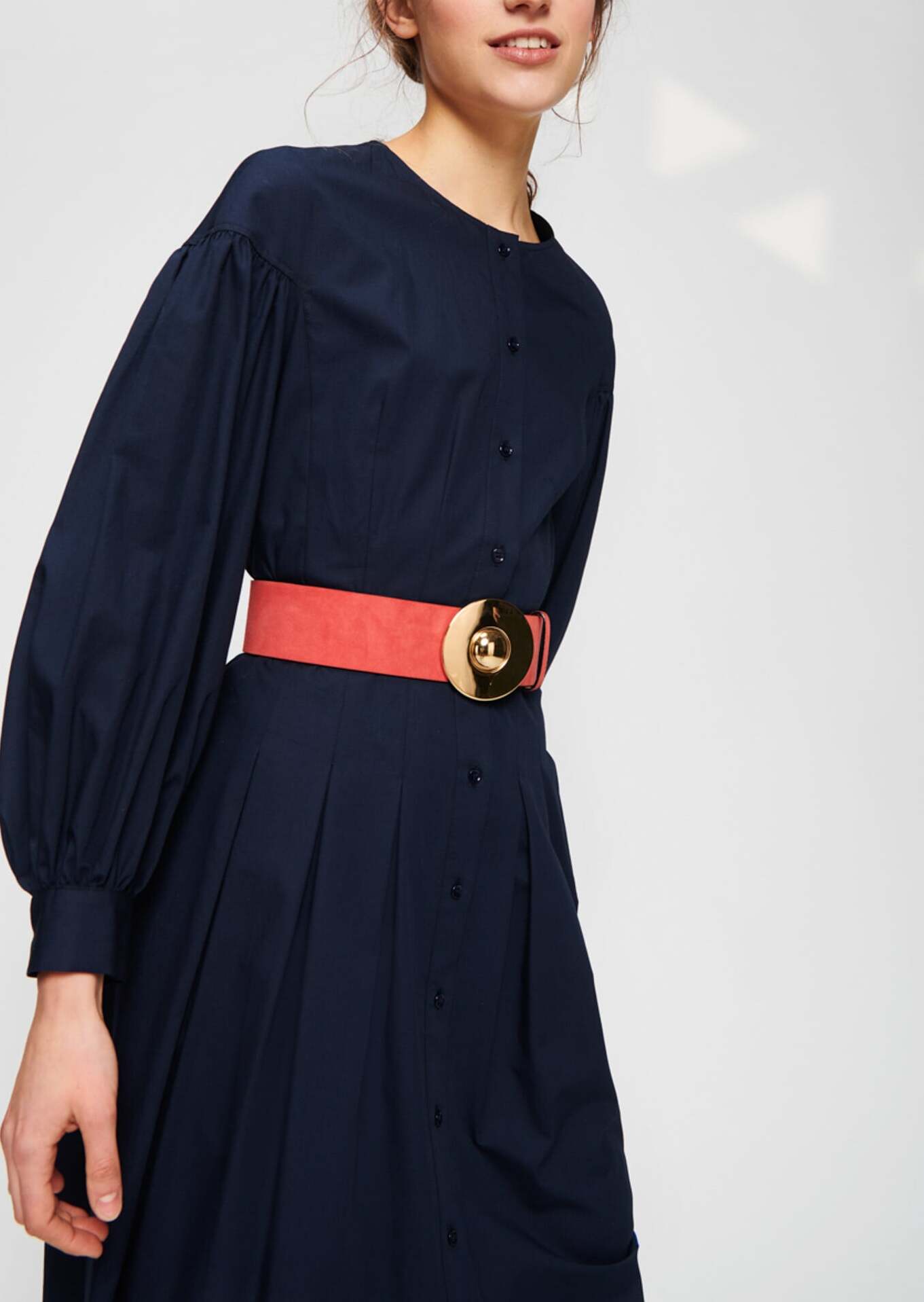 Robe chemise en popeline de coton bleu nuit Faume - seconde main