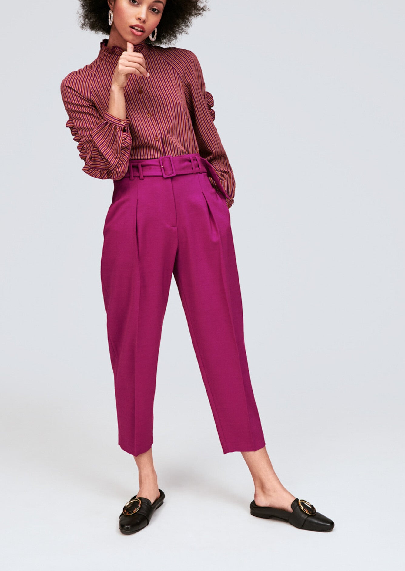 Pantalon cigarette mauve taille haute Faume - seconde main