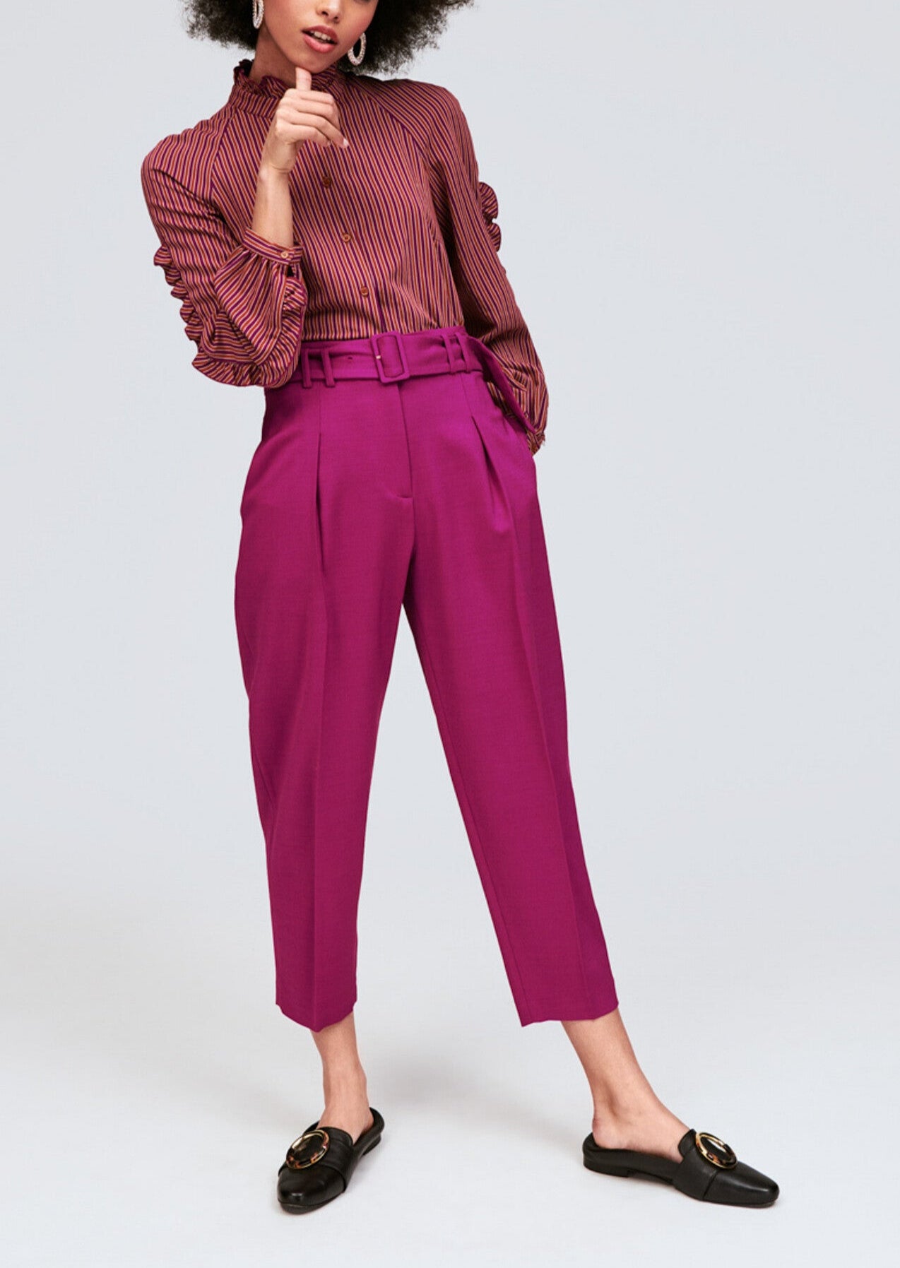 Pantalon cigarette mauve taille haute Faume - seconde main