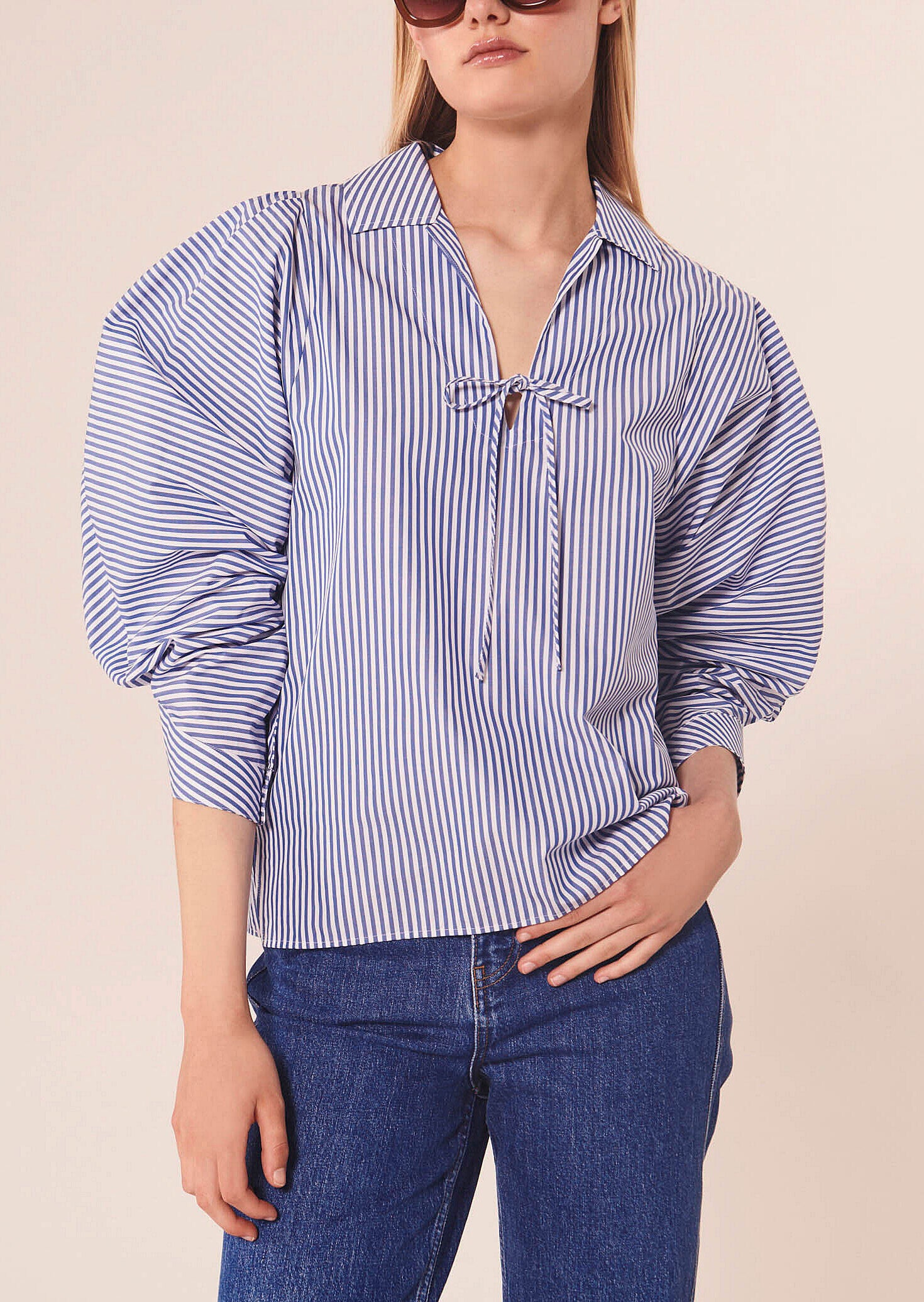 Top Toi bleu en popeline à rayures Faume - seconde main