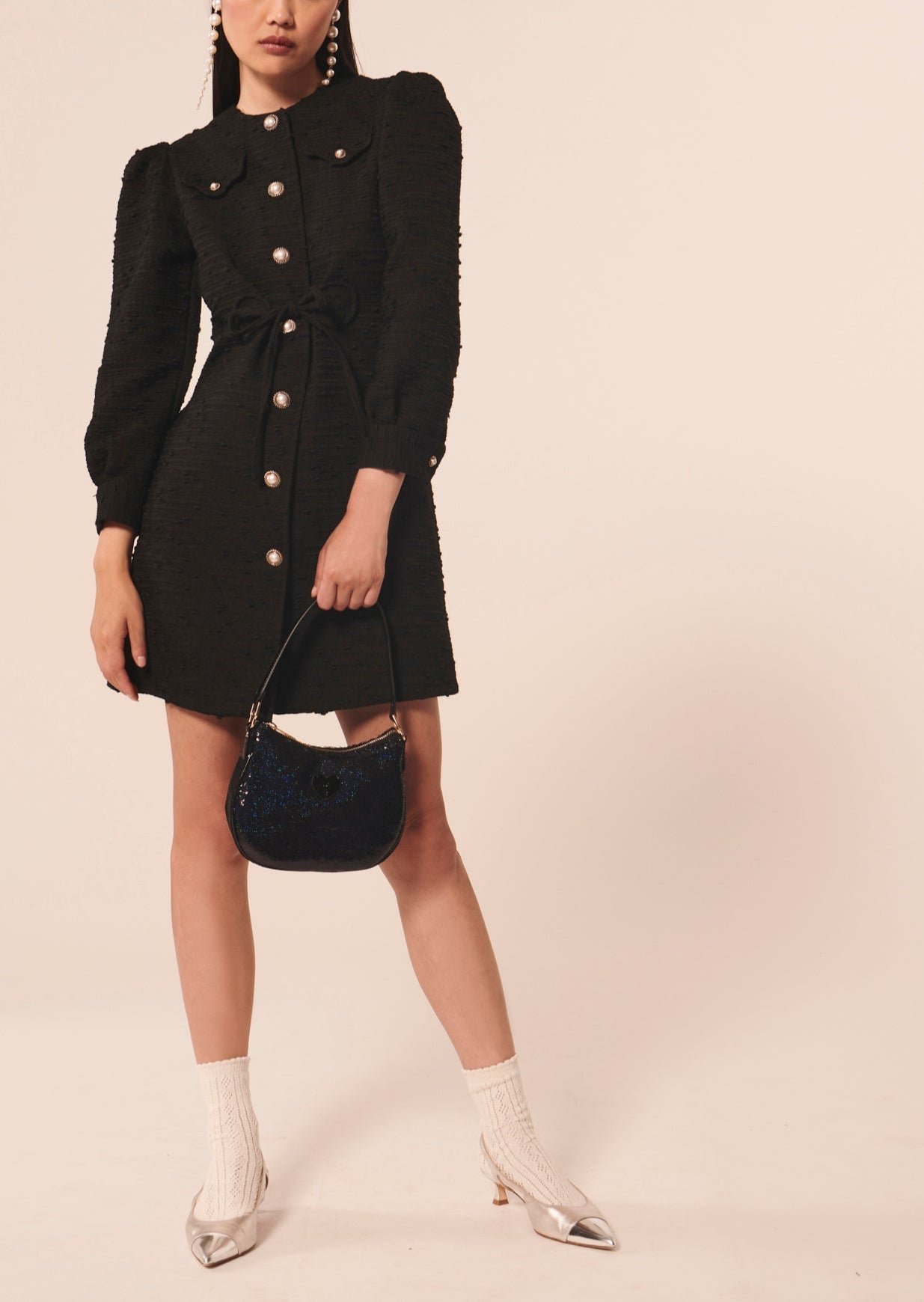 Robe Rosel noire en tweed Faume - seconde main