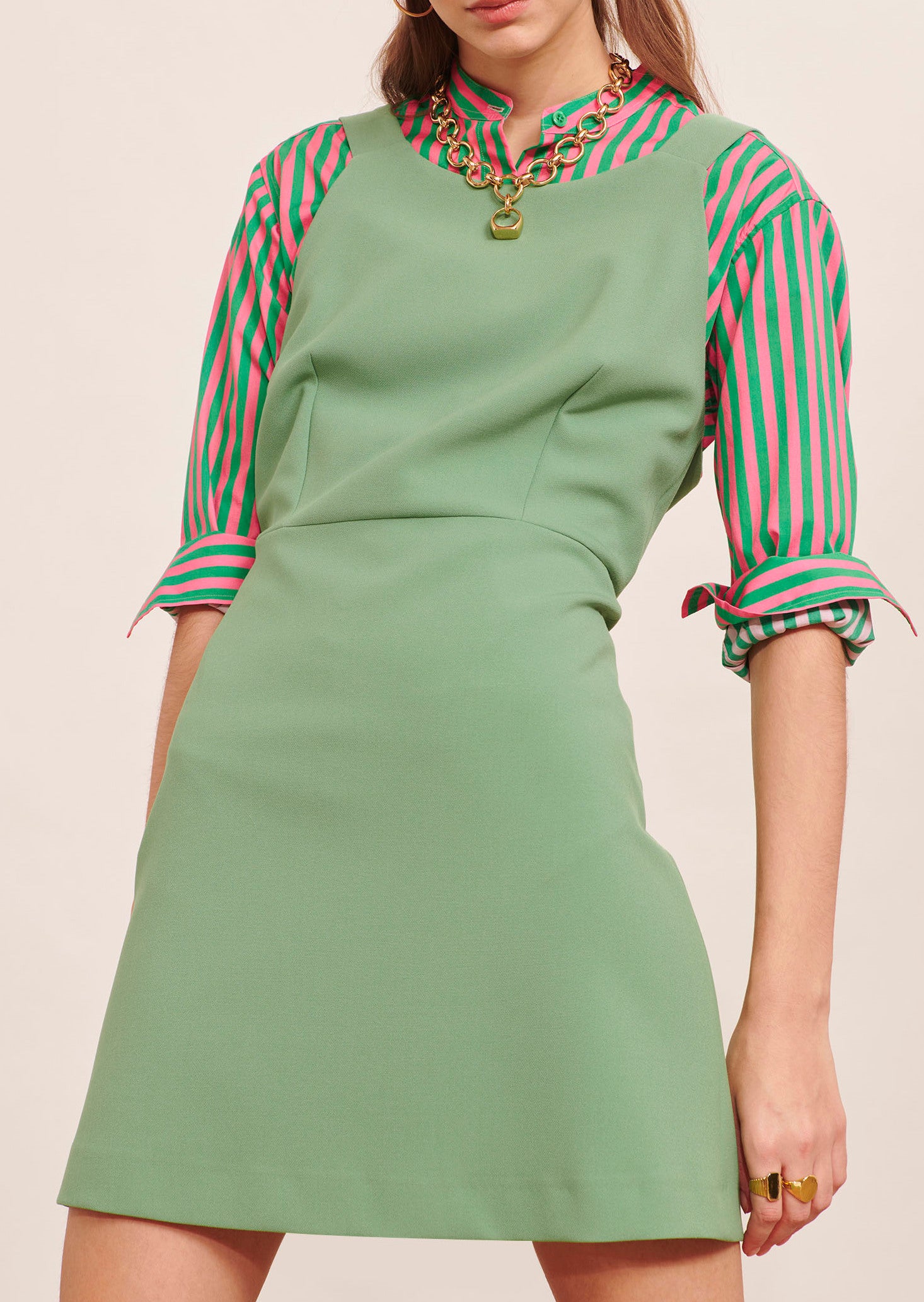 Robe Rebelle vert pale en toile double Faume - seconde main