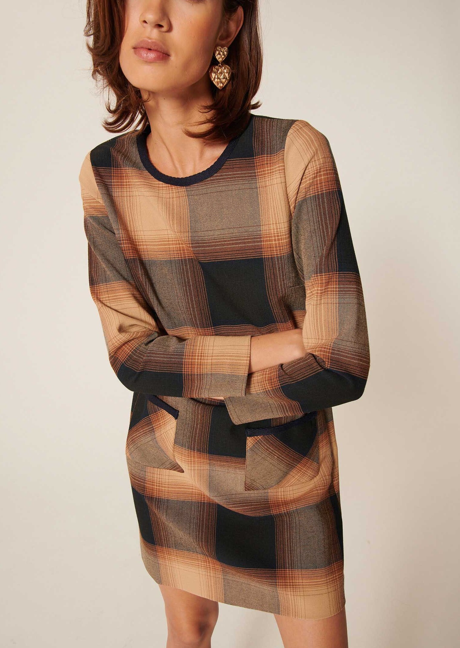 Robe Raijan camel en tartan Faume - seconde main