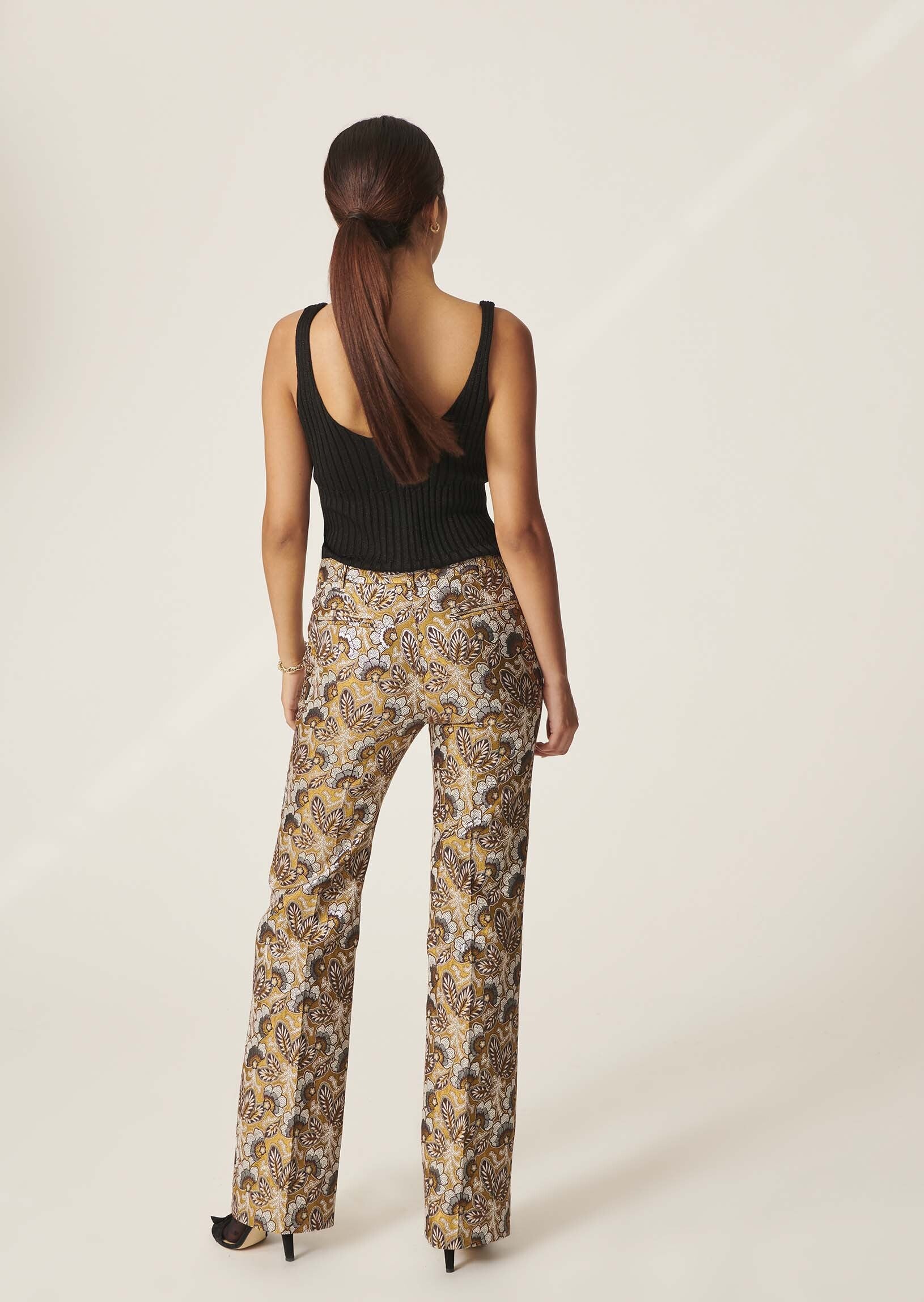 Pantalon Patti mordoré en jacquard fleuri Faume - seconde main