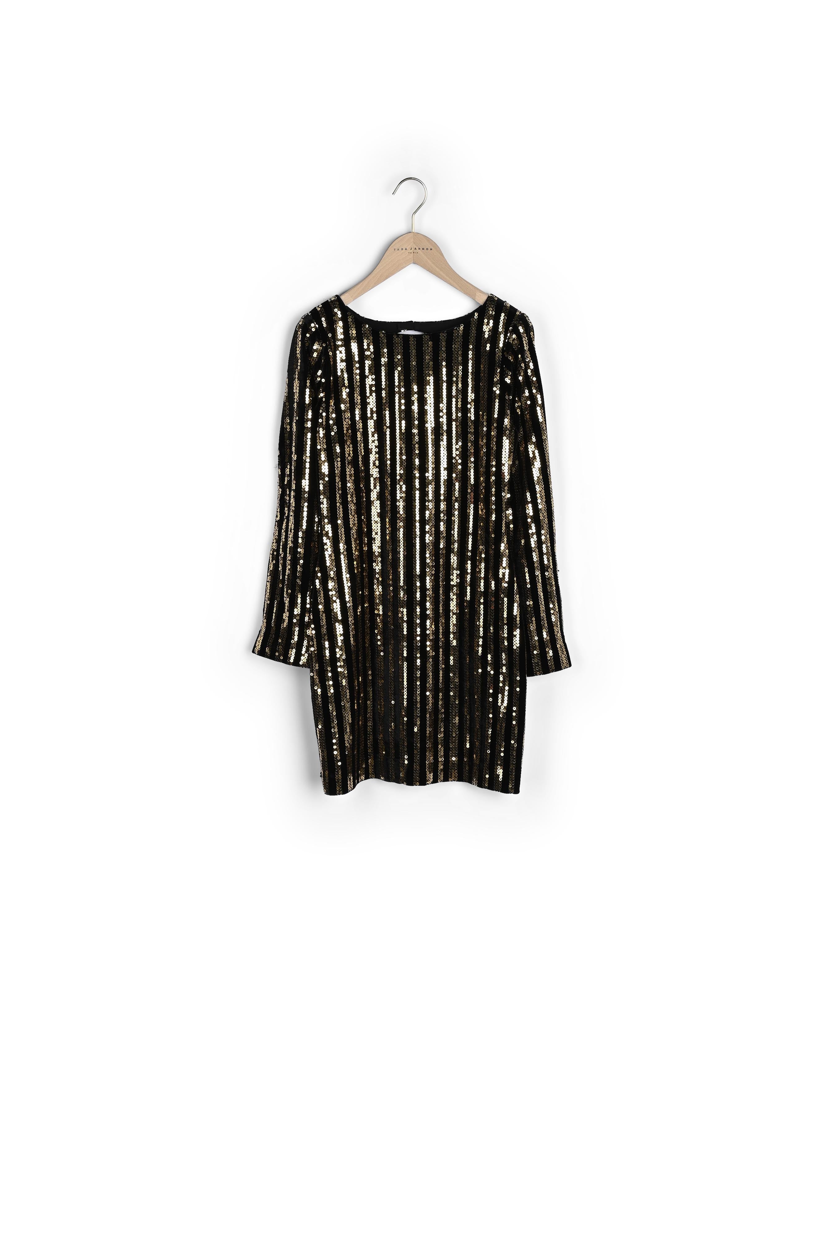 Robe Rory rayée noire et paillettes gold 