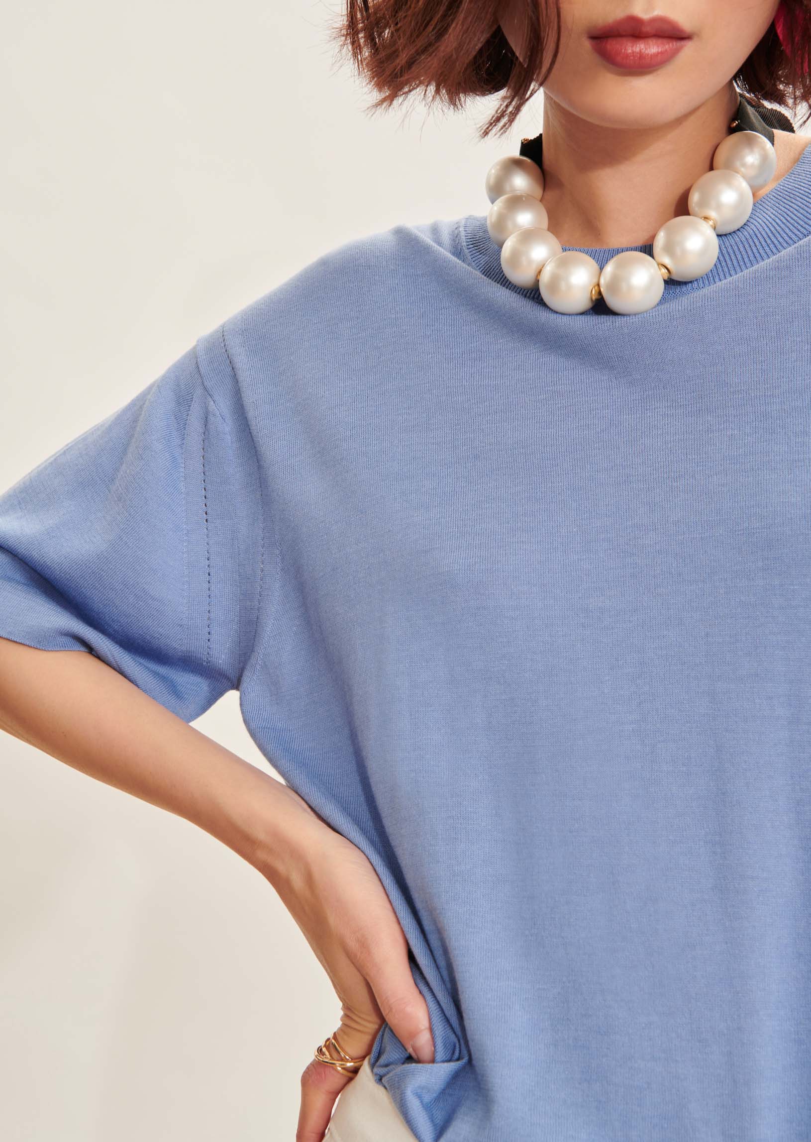 Pull Petale bleu en tencel de soie Faume - seconde main