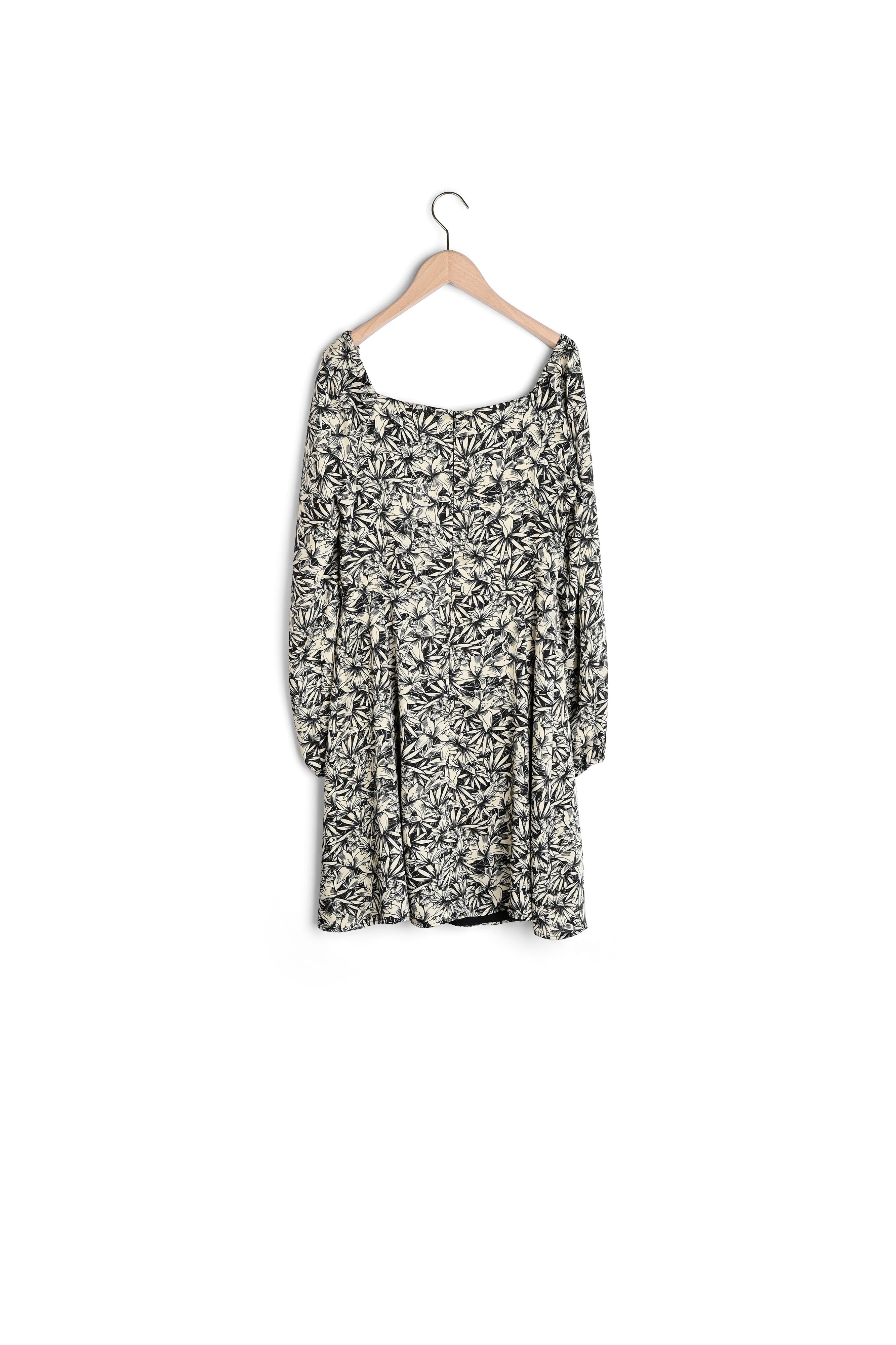 Robe courte esprit cache-coeur Resha imprimé orchidées sur twill écru Faume - seconde main