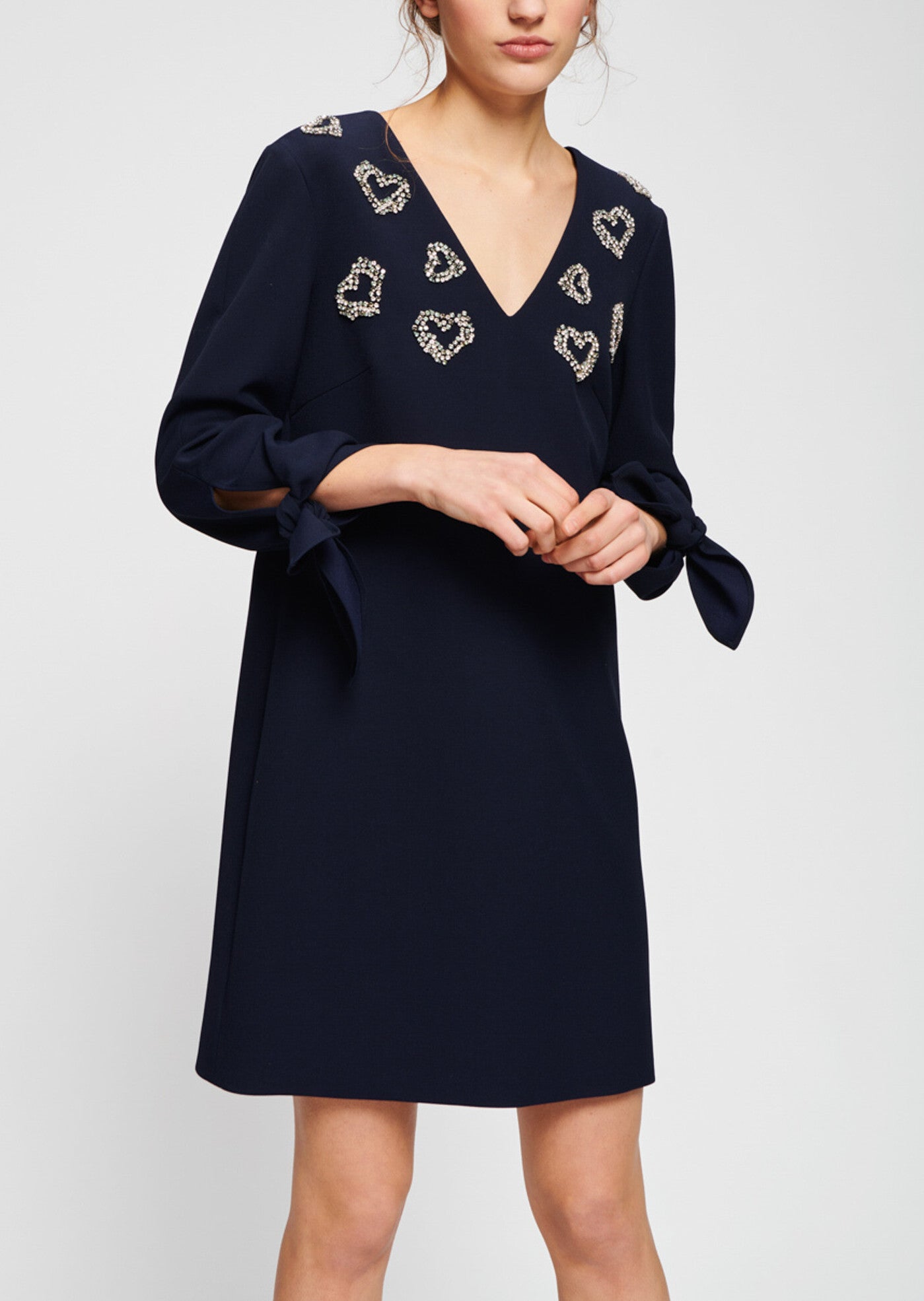 Robe bijou bleu nuit en toile gabardine Faume - seconde main