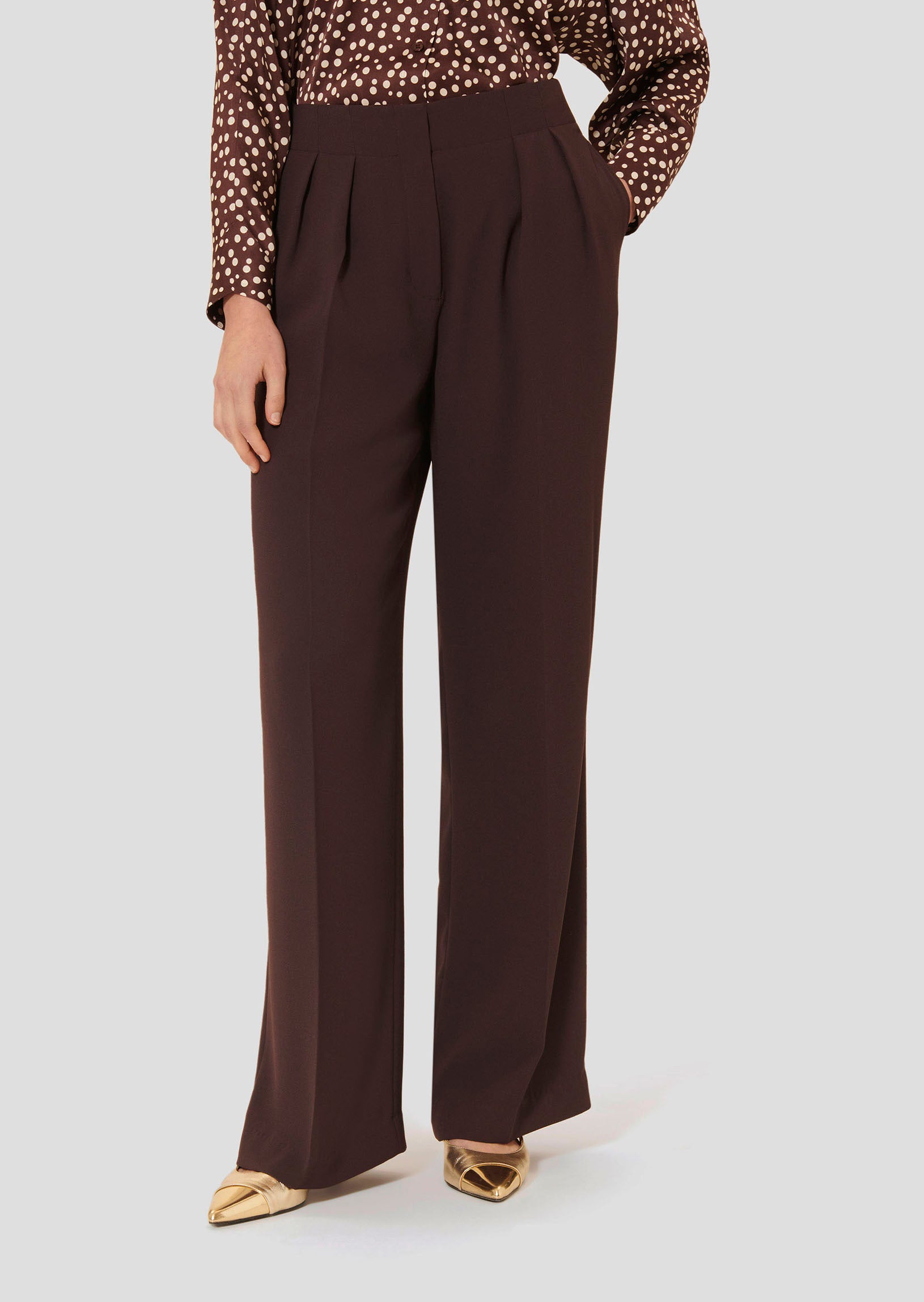 Pantalon marron en crêpe Parigi Faume - seconde main