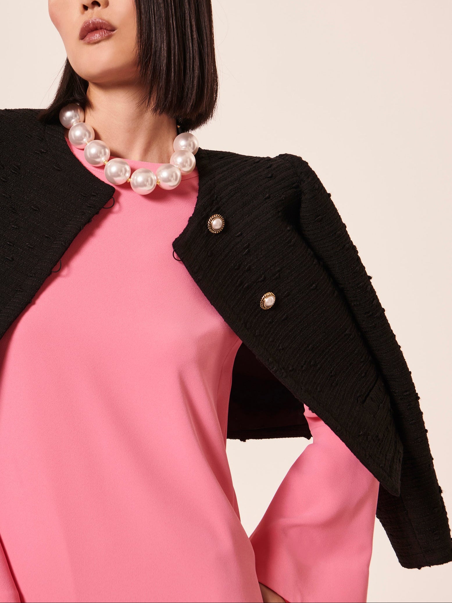 Robe Ruodana rose en crêpe Faume - seconde main