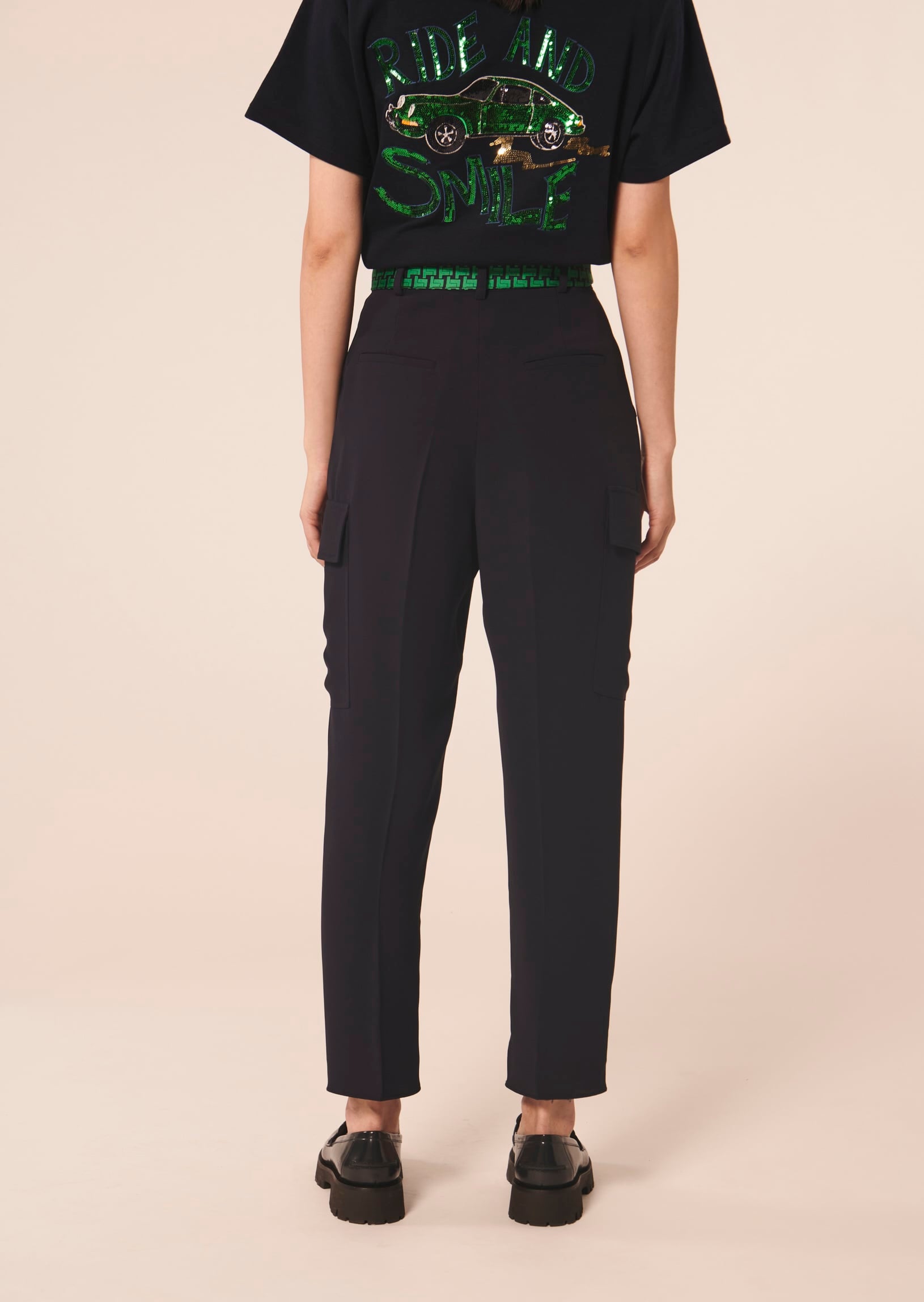 Pantalon Philippe bleu nuit en crêpe Faume - seconde main