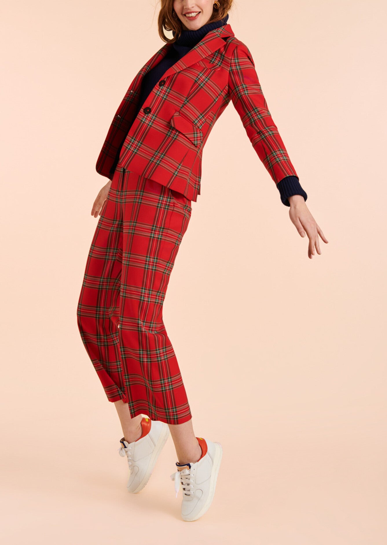 Pantalon Paris tartan à carreaux rouge Faume - seconde main