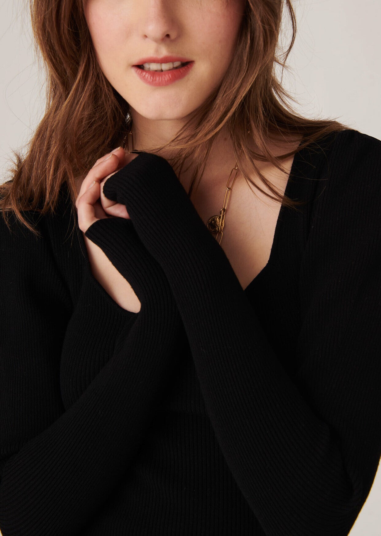 Maille Narya en viscose côtelée noire Faume - seconde main