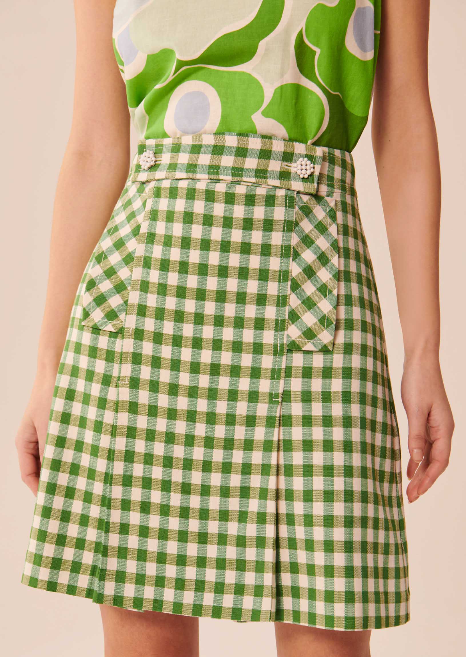 Jupe Jimmy vert kaki en vichy Faume - seconde main