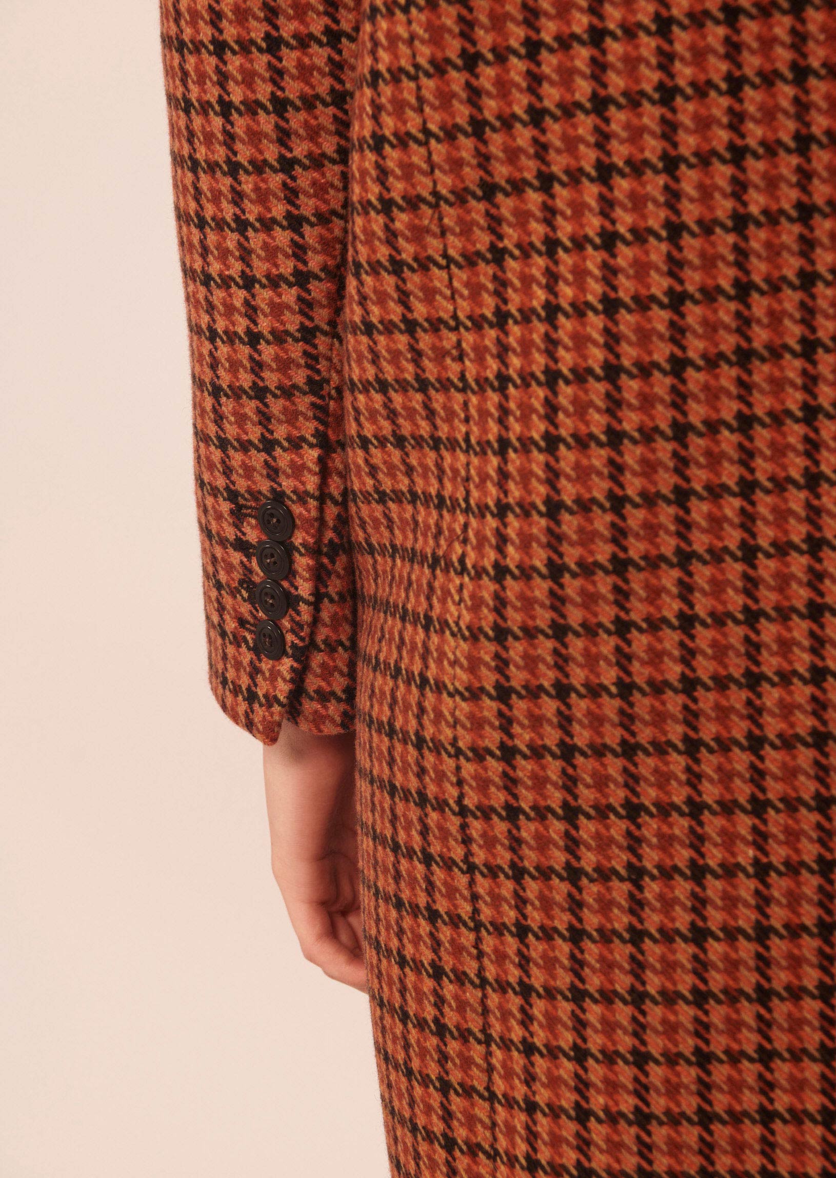 Manteau Marcus marron imprimé pied de poule Faume - seconde main