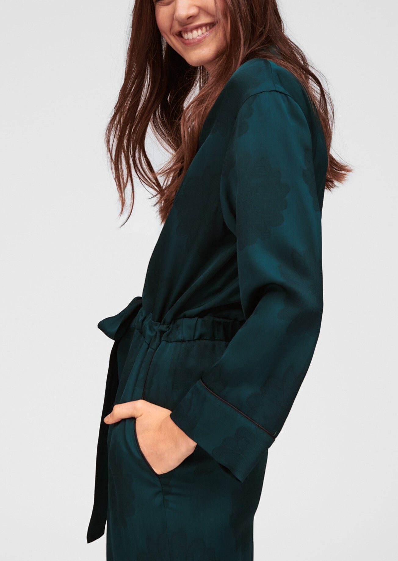 Combi-pantalon vert jade en jacquard floral Faume - seconde main