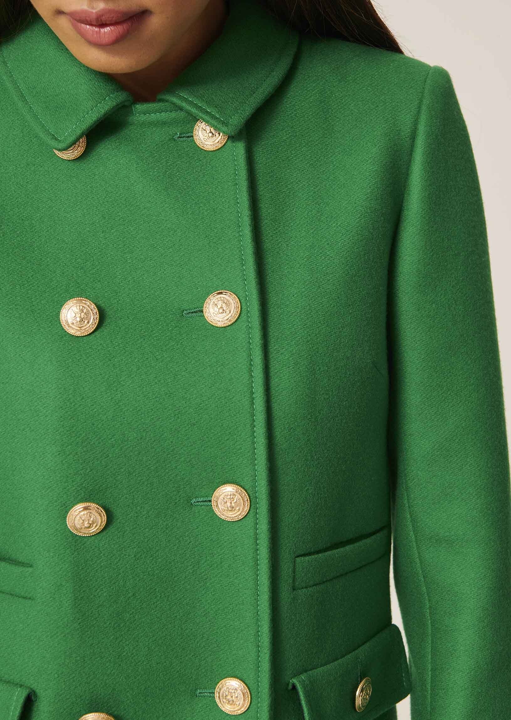 Manteau Melle vert en drap de laine Faume - seconde main