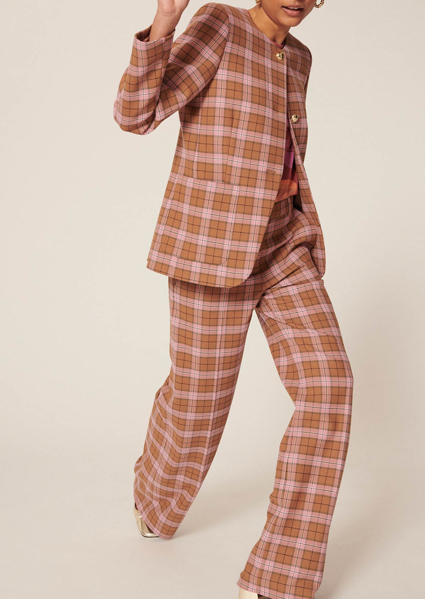 Veste Vericka rose en tartan Faume - seconde main