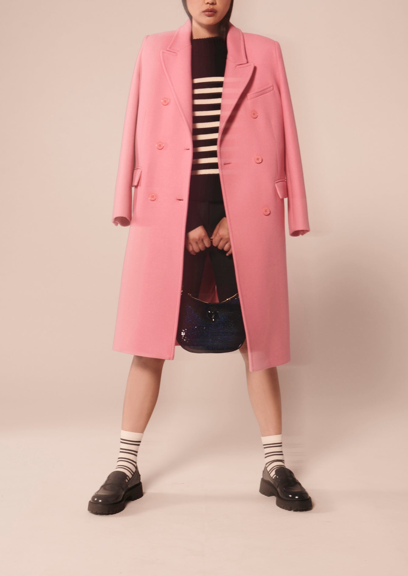 Pull Poete noir marinière en laine Faume - seconde main