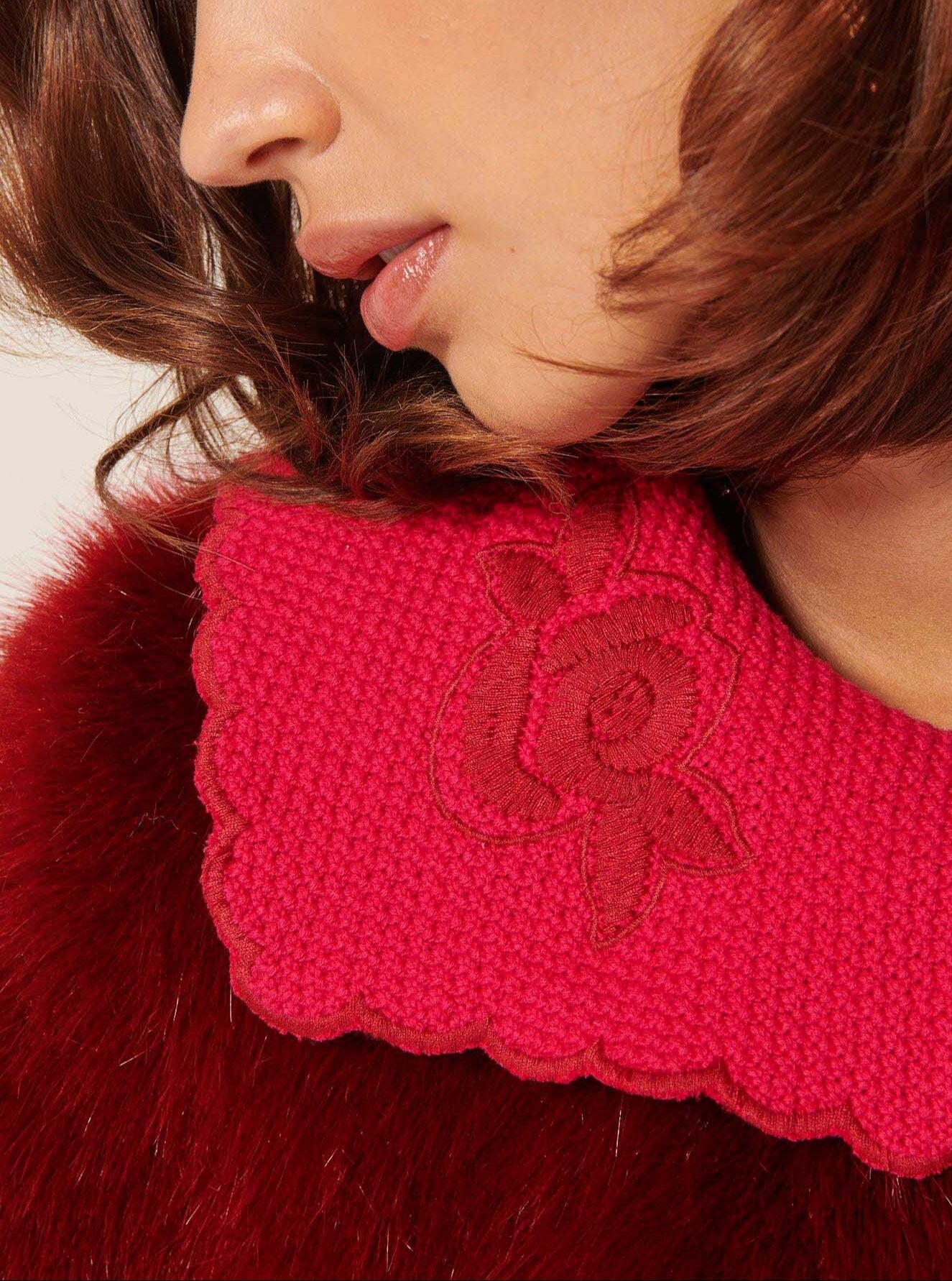 Manteau Melusine bordeaux en fausse fourrure Faume - seconde main