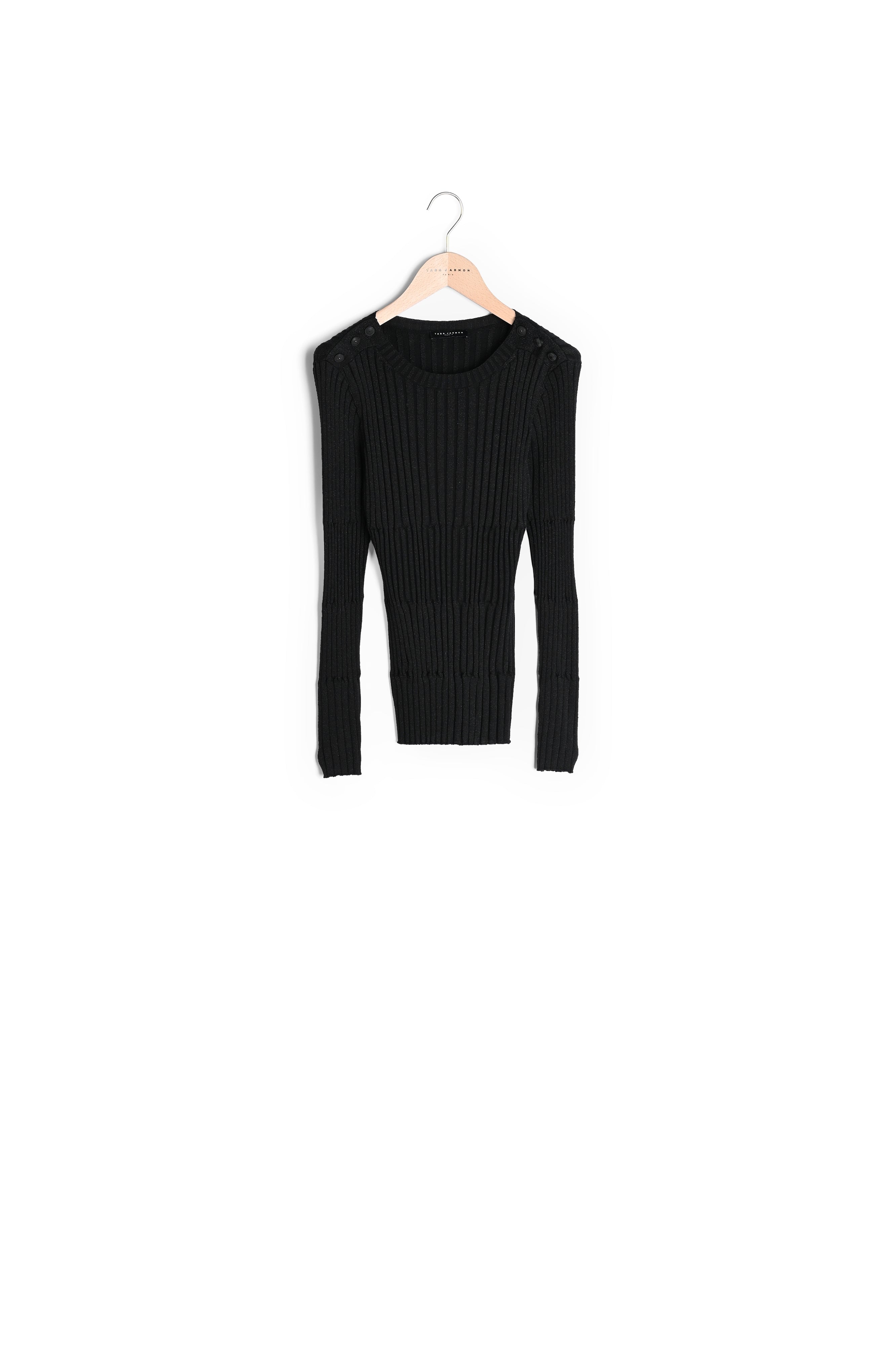 Pull Prue noir en merinos extrafin Faume - seconde main