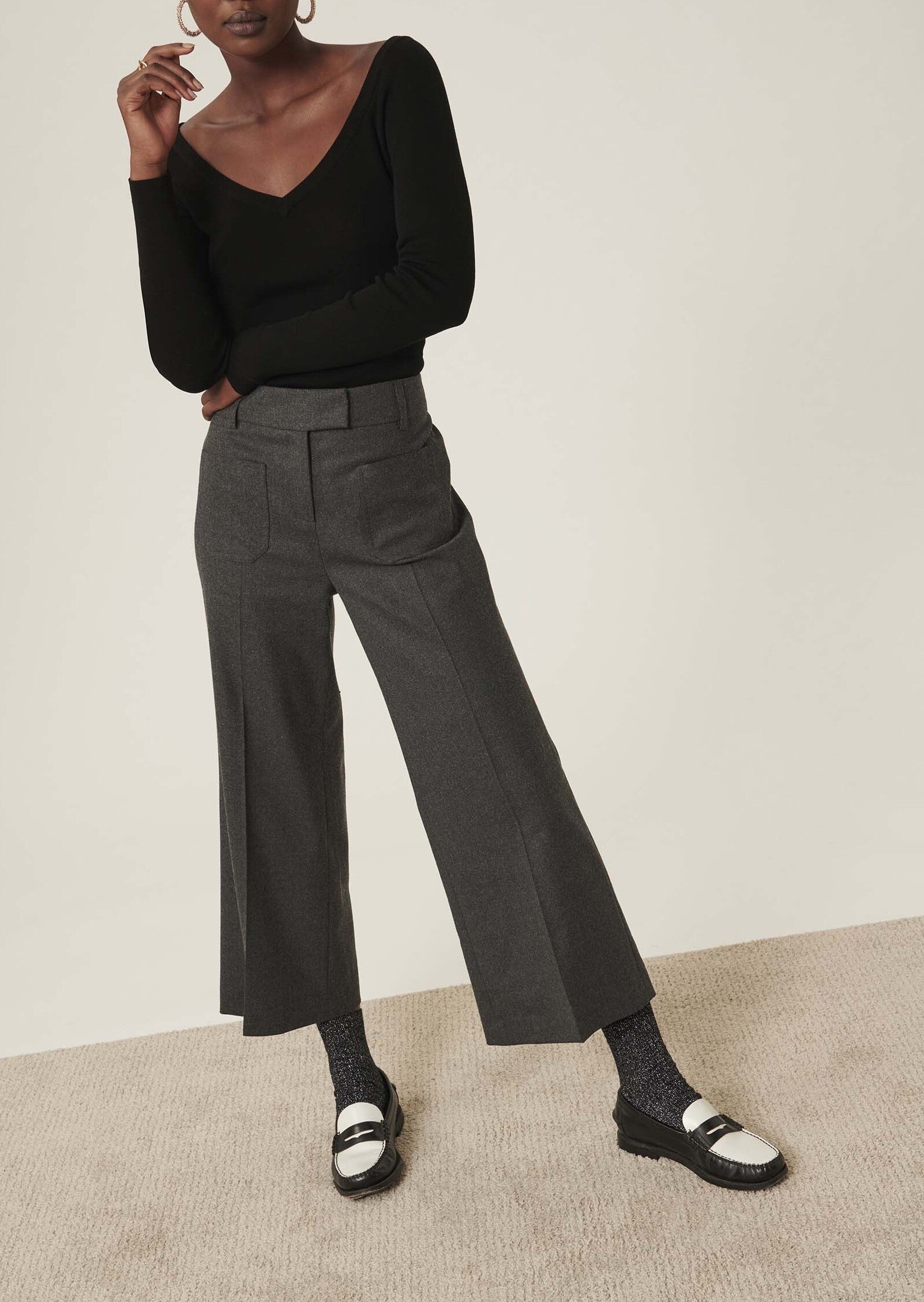 Pantalon Paulino gris foncé en flanelle Faume - seconde main