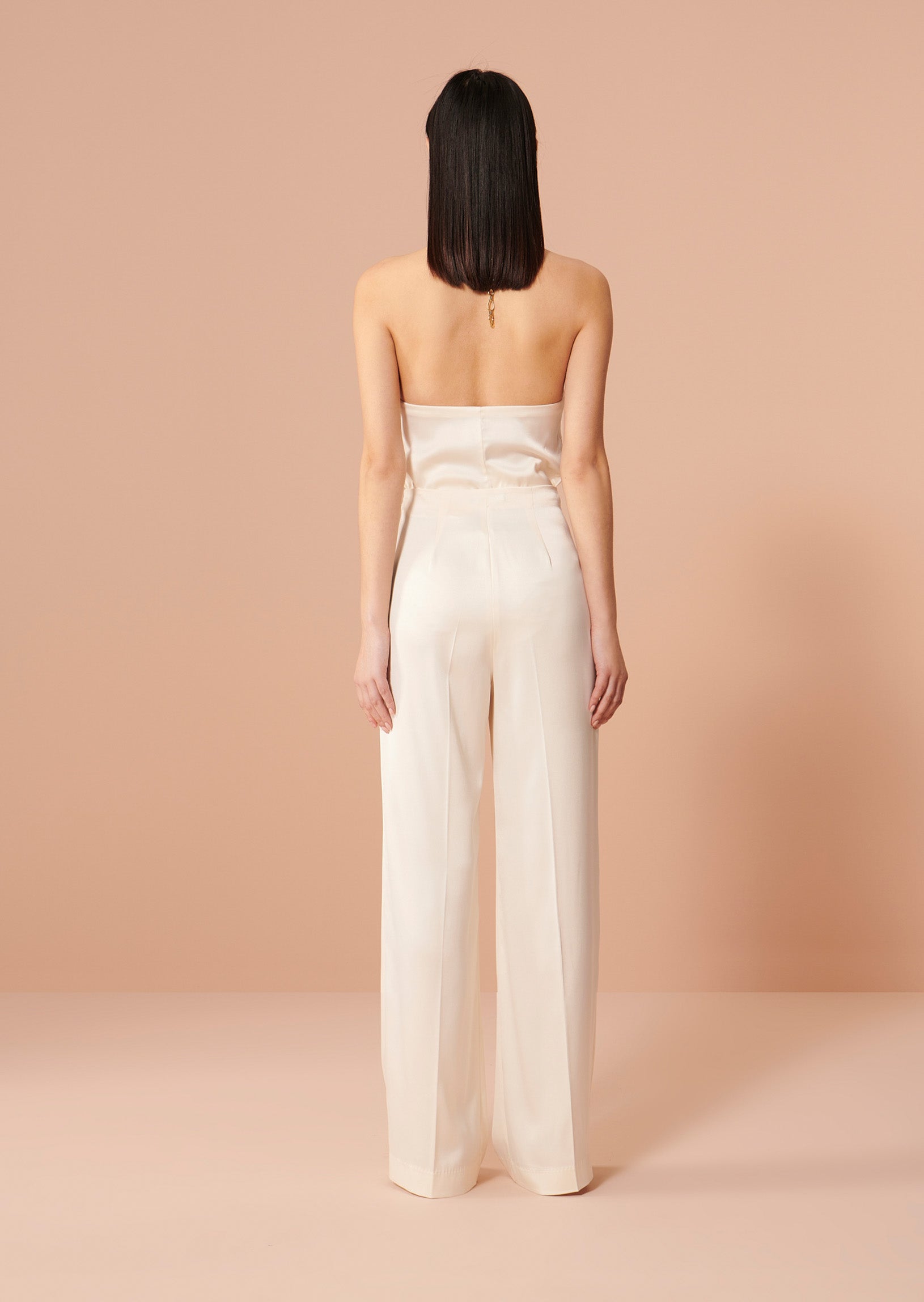 Pantalon Poema écru en satin Faume - seconde main