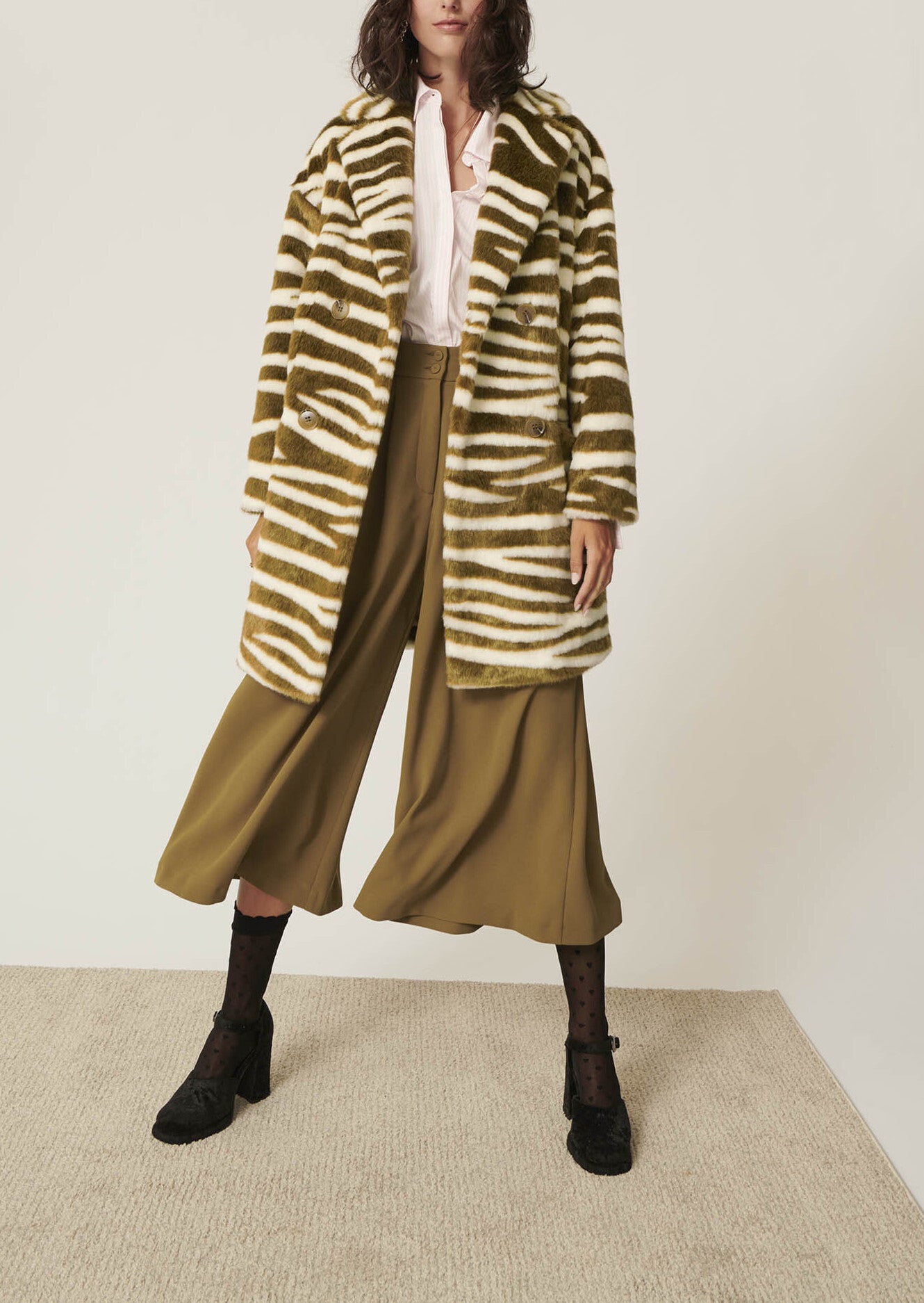 Manteau Masaccio marron en fausse fourrure zèbre Faume - seconde main