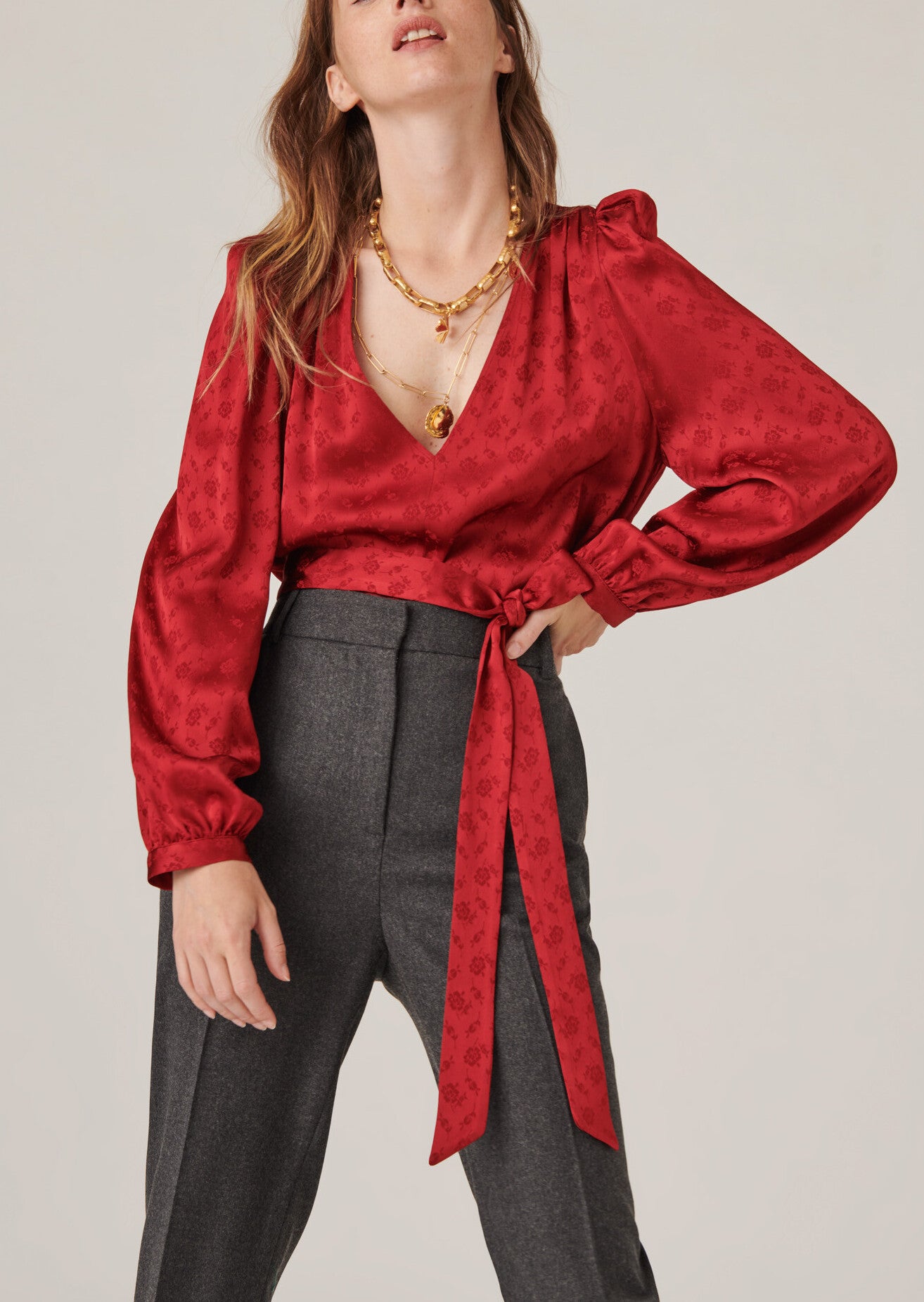 Blouse Trivia flamme en jacquard viscose petites fleurs Faume - seconde main