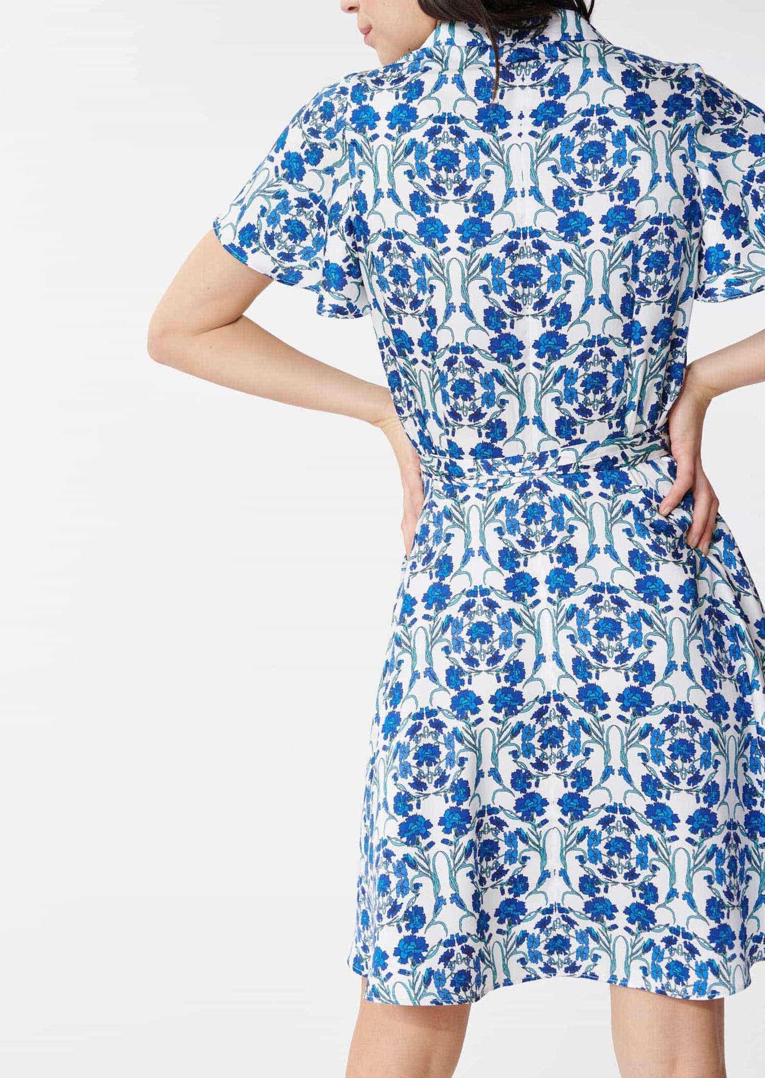 Robe Rybasi écrue imprimé fleurs bleues Faume - seconde main