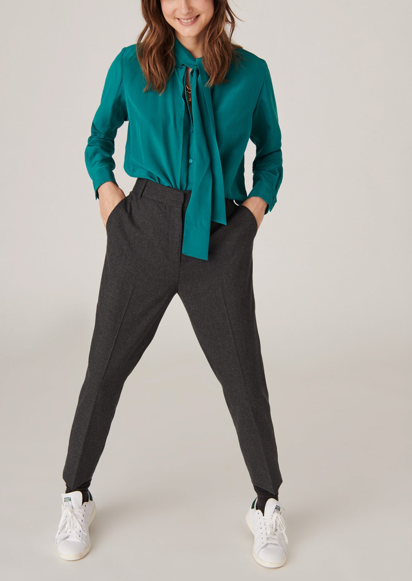 Pantalon Philippine en flanelle stretch gris foncé Faume - seconde main